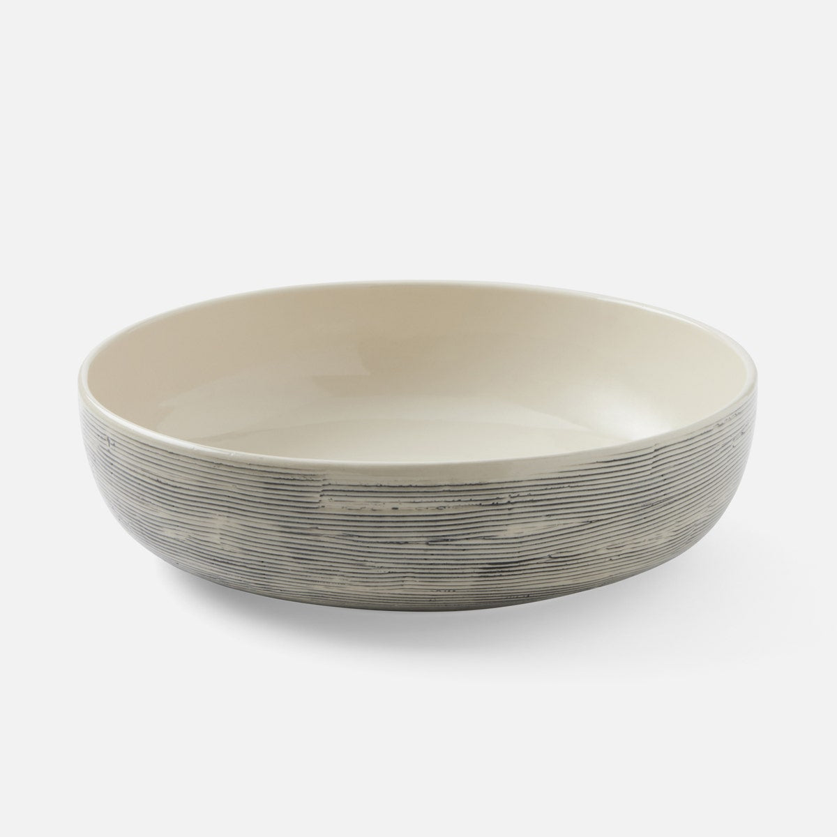 Nolan Black Cream Round Serving Bowl Stoneware Large Pack/2