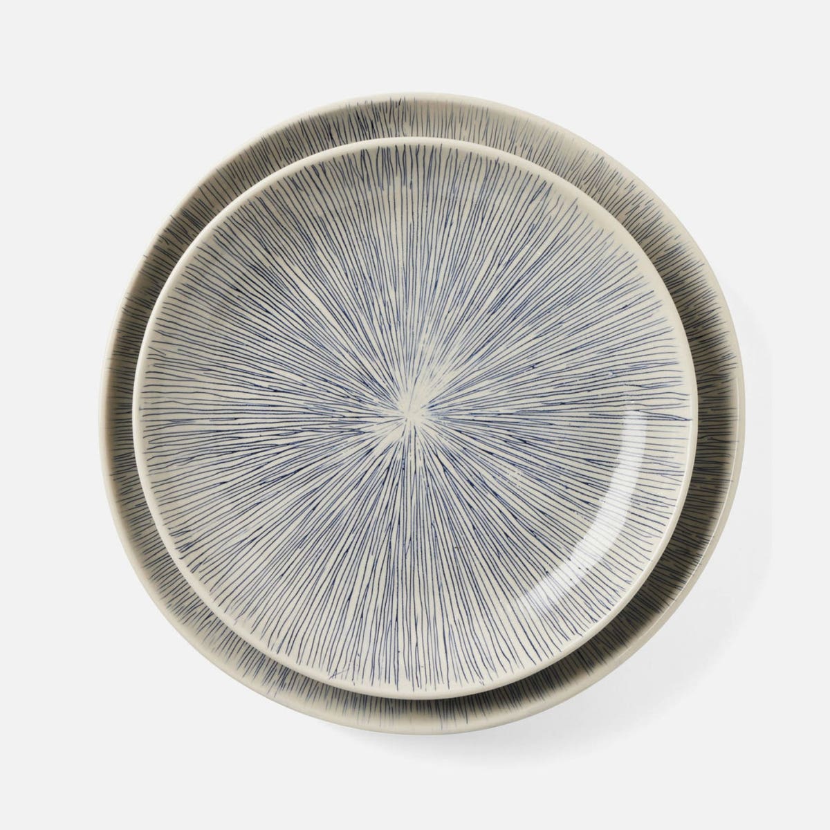Nolan Navy Cream Round Serving Platter Stoneware Set/2