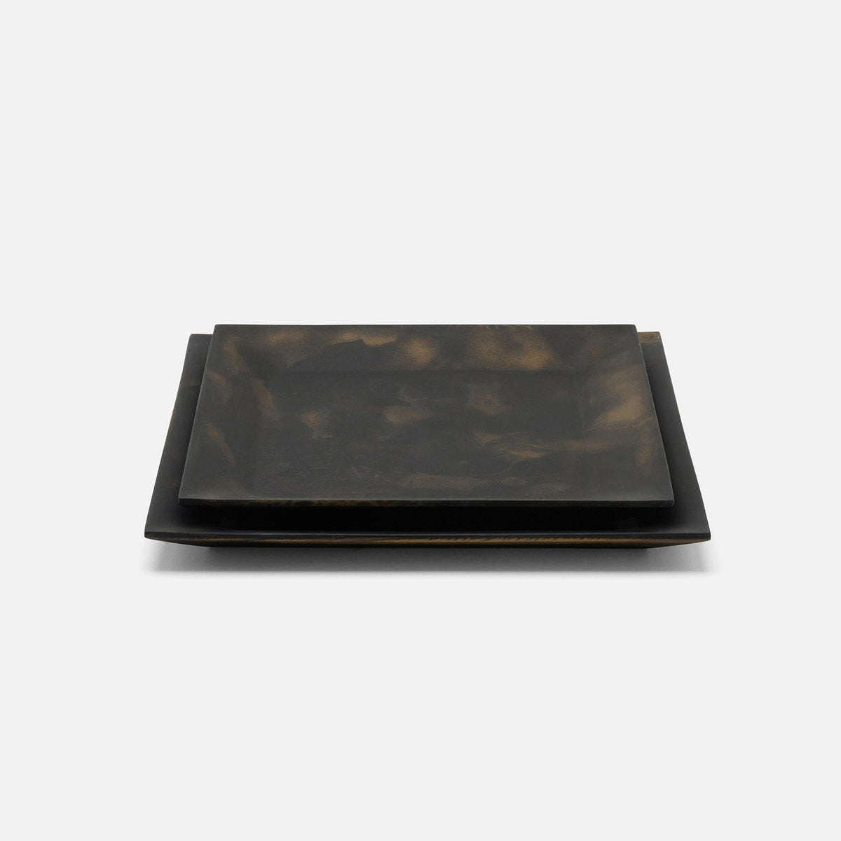 Olena Black/Gold Swirled Square Serving Tray Resin S/2