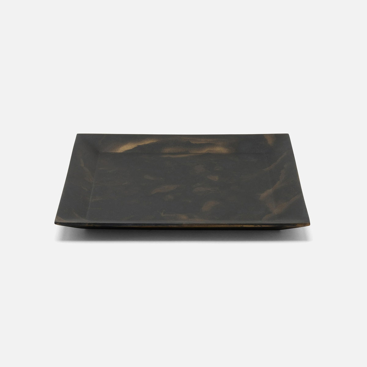 Olena Black/Gold Swirled Square Serving Tray Resin S/2