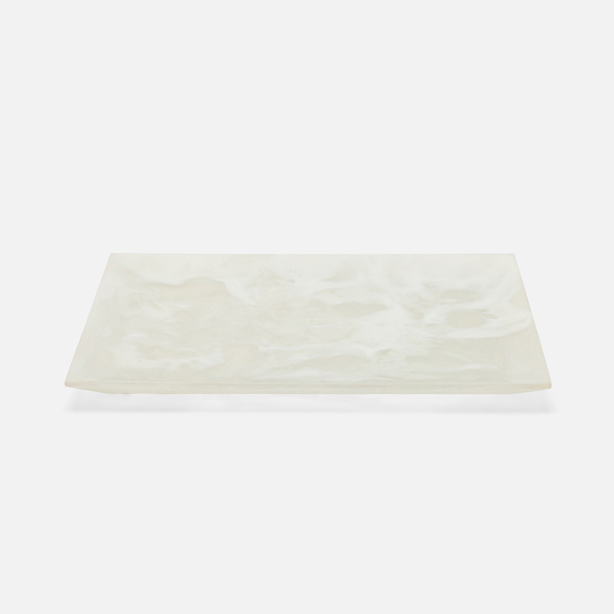 Olena White Swirled Rectangular Serving Tray Resin S/2