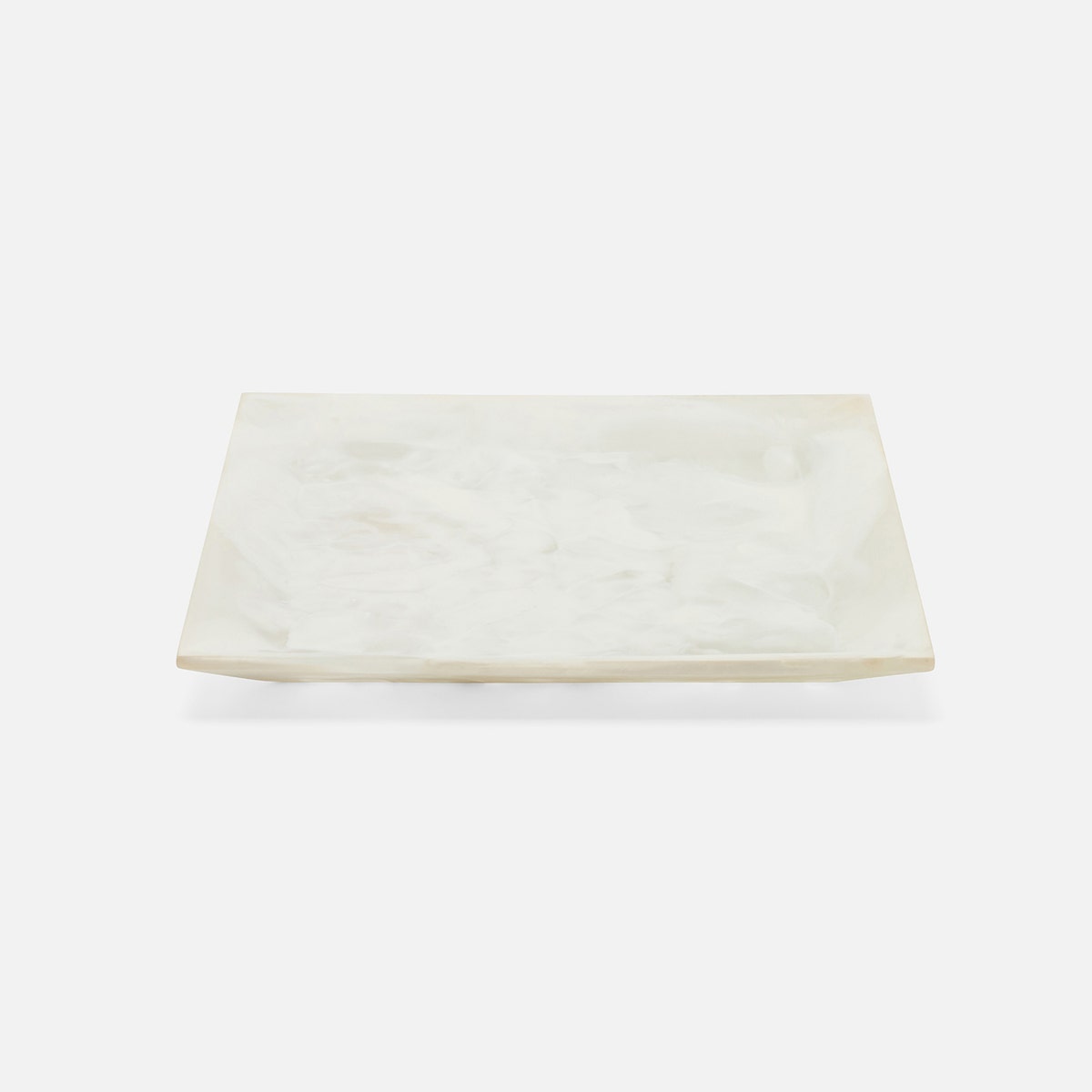 Olena White Swirled Square Serving Tray Resin S/2