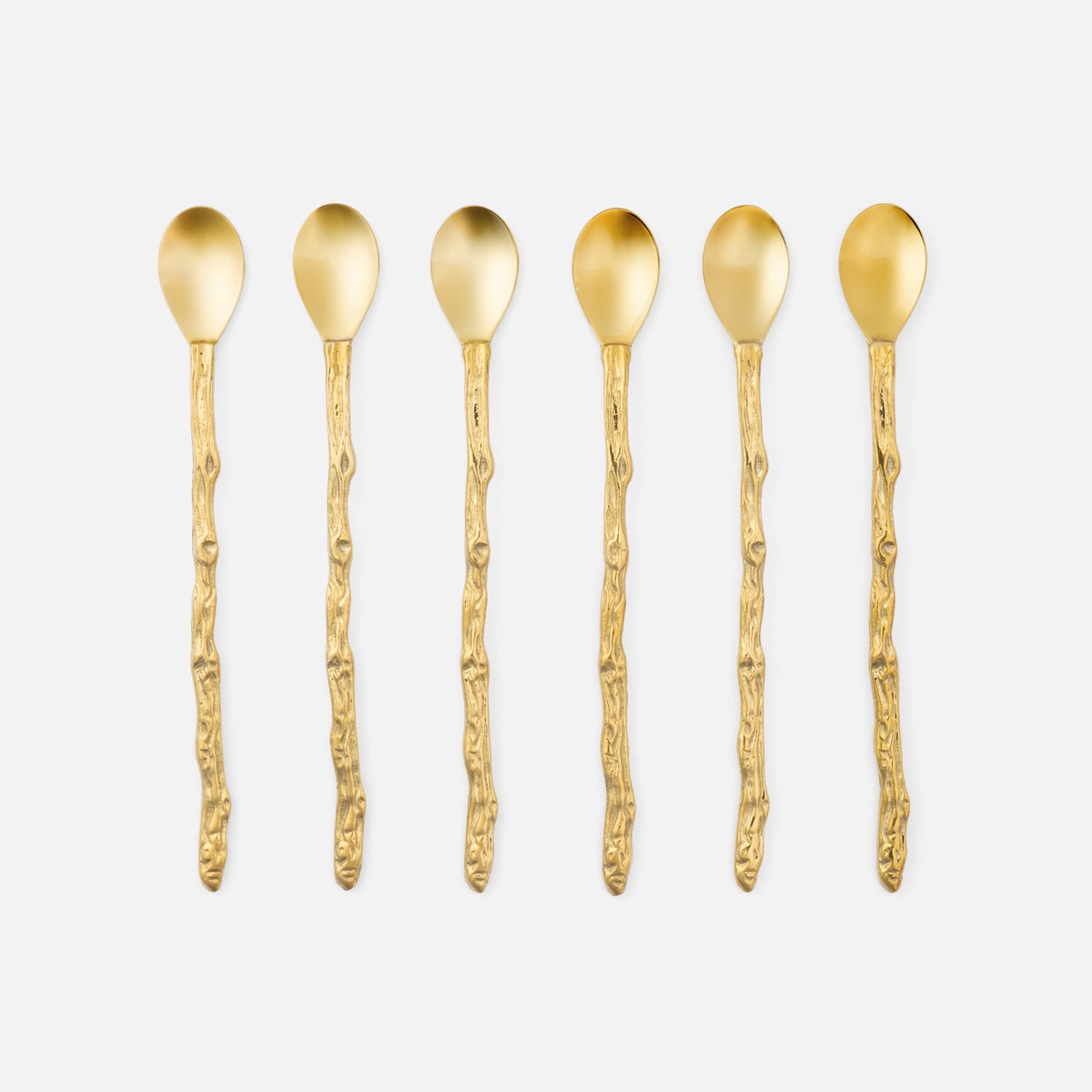 Arbor Polished Gold Twig Cocktail Spoons Stainless Steel/Brass Pack/6