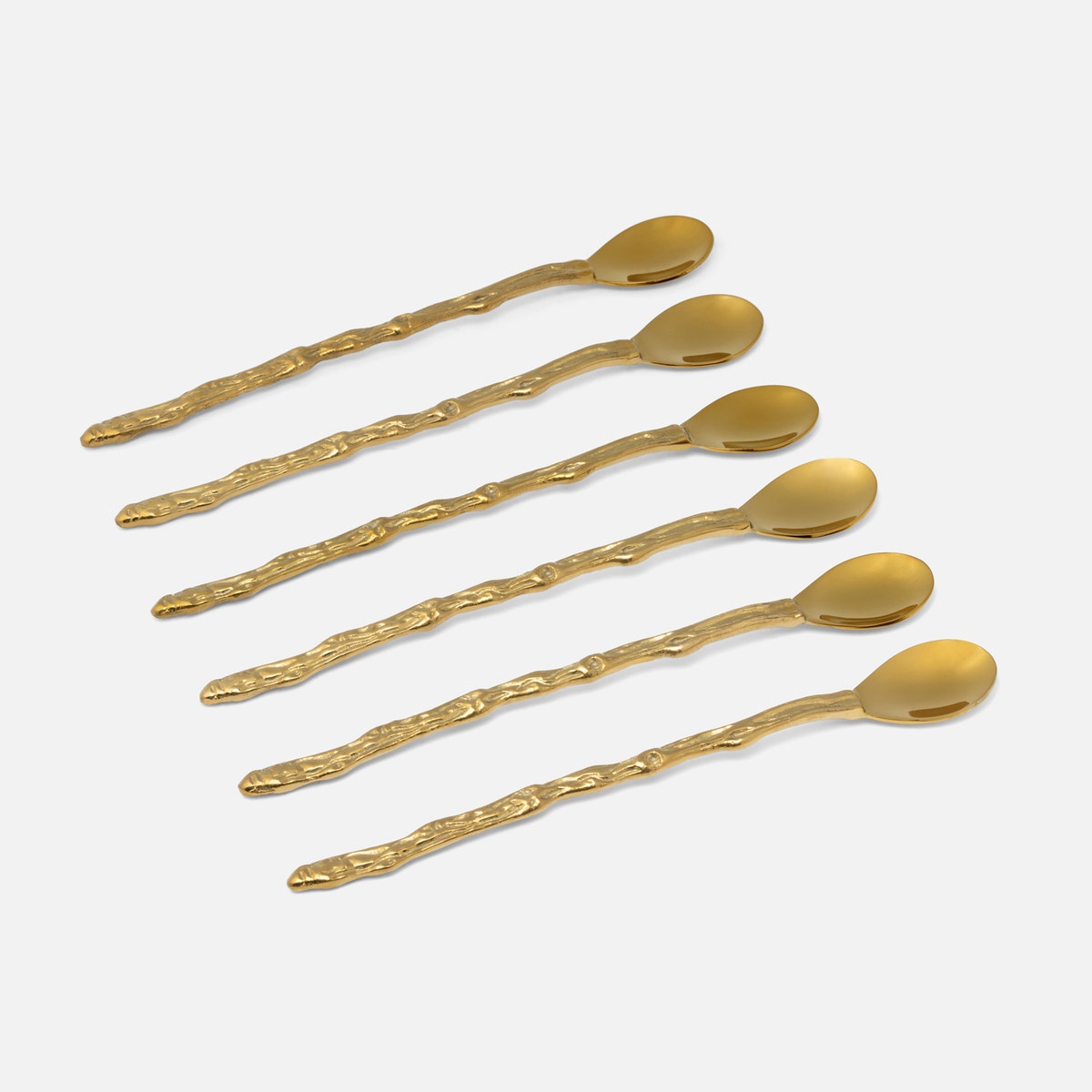 Arbor Polished Gold Twig Cocktail Spoons Stainless Steel/Brass Pack/6