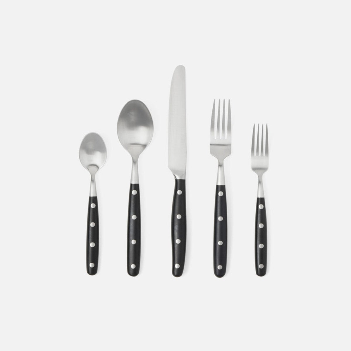 Jones Black Pom Handle/Silver Stainless Steel Flatware 5-Piece Set