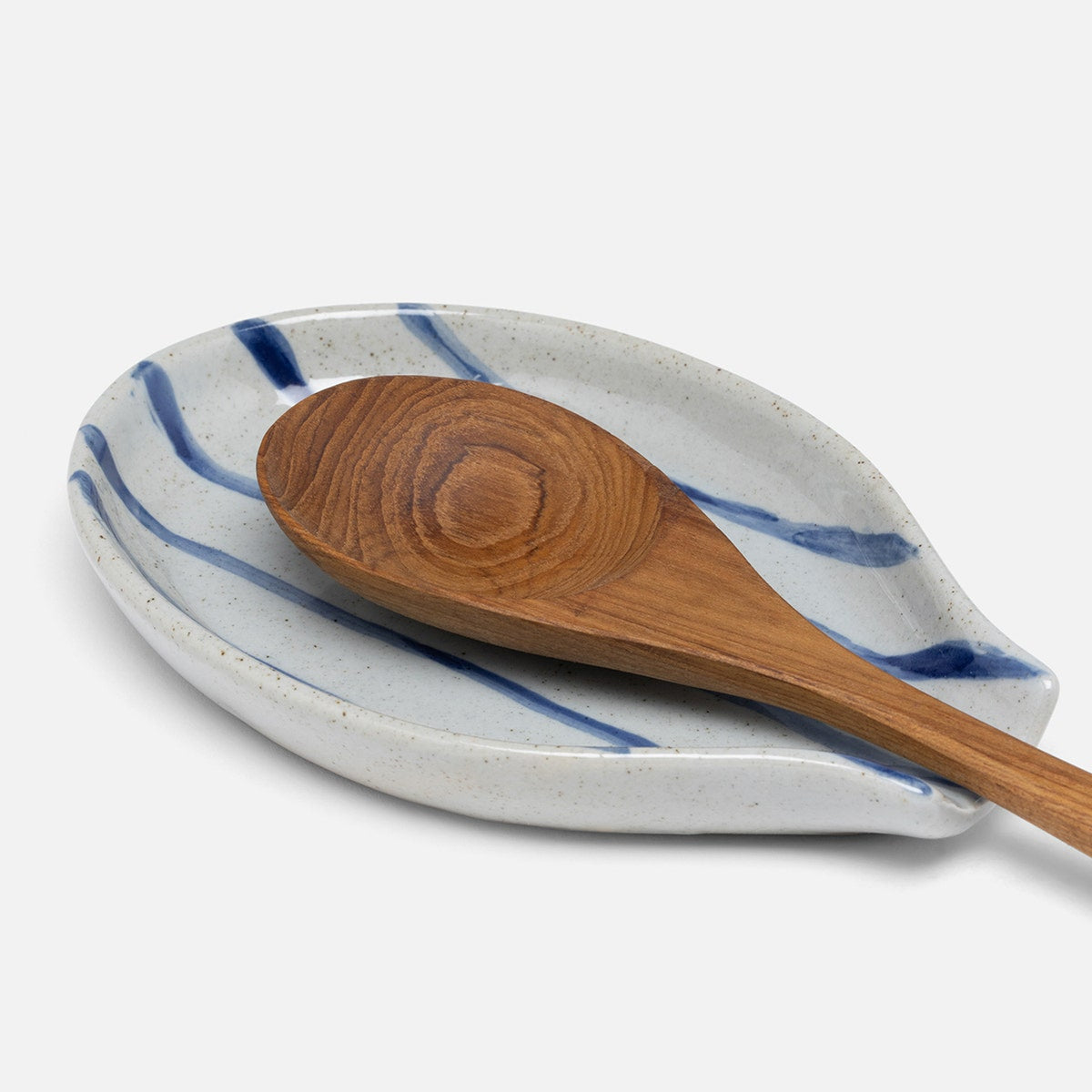 Jemma Blue/White Salt Glaze Stripes Spoon Rest Stoneware Set/3