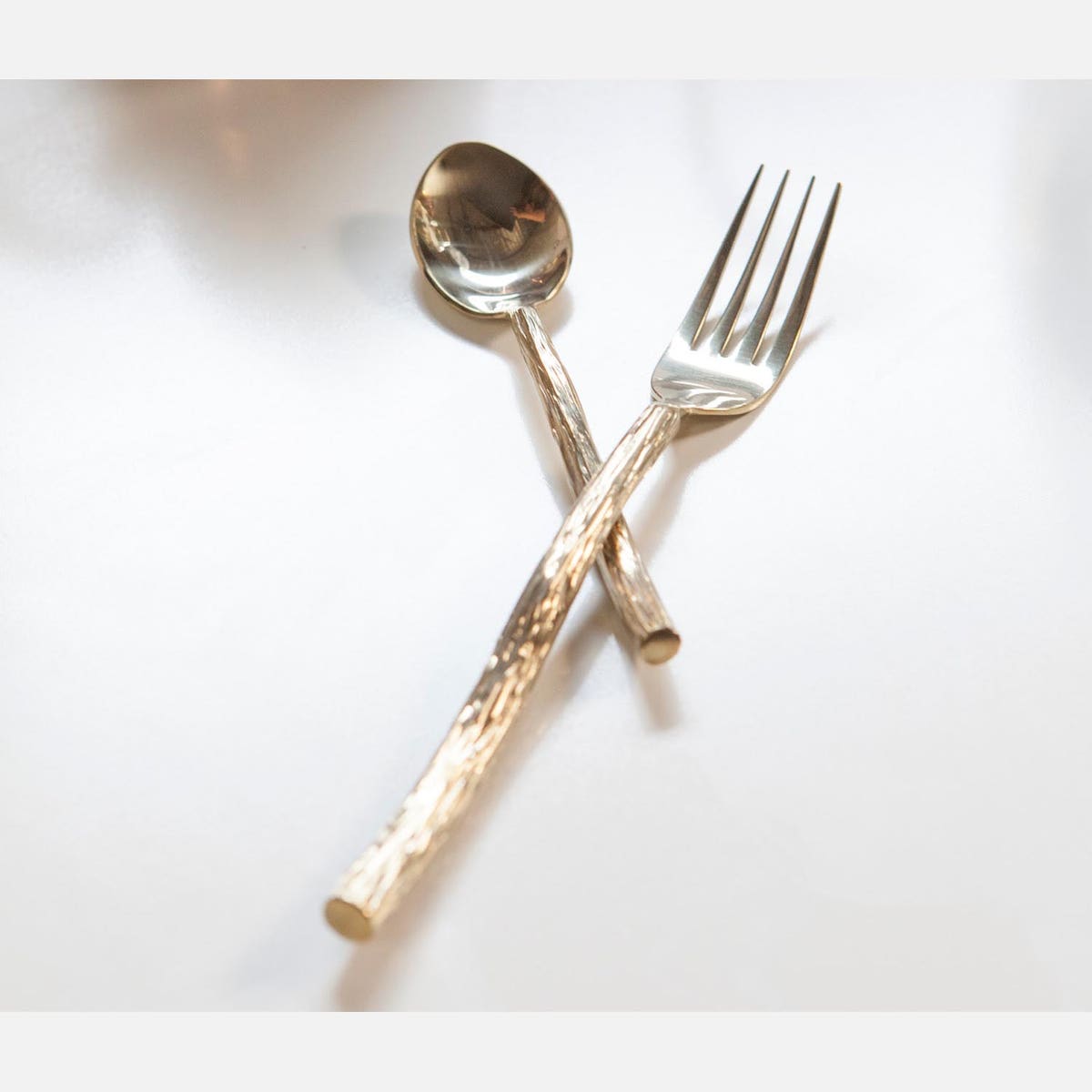 Danele Polished Gold Flatware 5-Piece Set: Knife Dinner Fork Salad Fork Soup Spoon Tea S