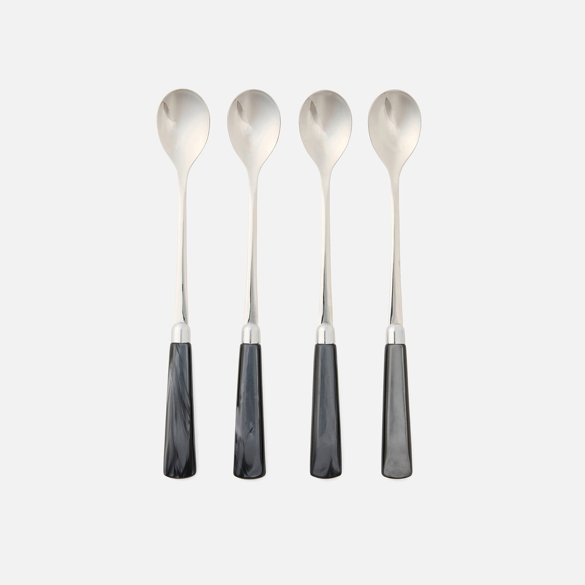 Colson Black/Polished Silver Cocktail Spoon Acrylic/Stainless Steel Pack/4