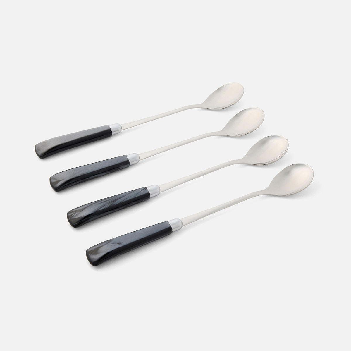 Colson Black/Polished Silver Cocktail Spoon Acrylic/Stainless Steel Pack/4