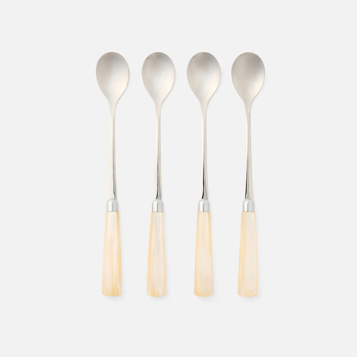Colson Ivory/Polished Silver Cocktail Spoon Acrylic/Stainless Steel Pack/4