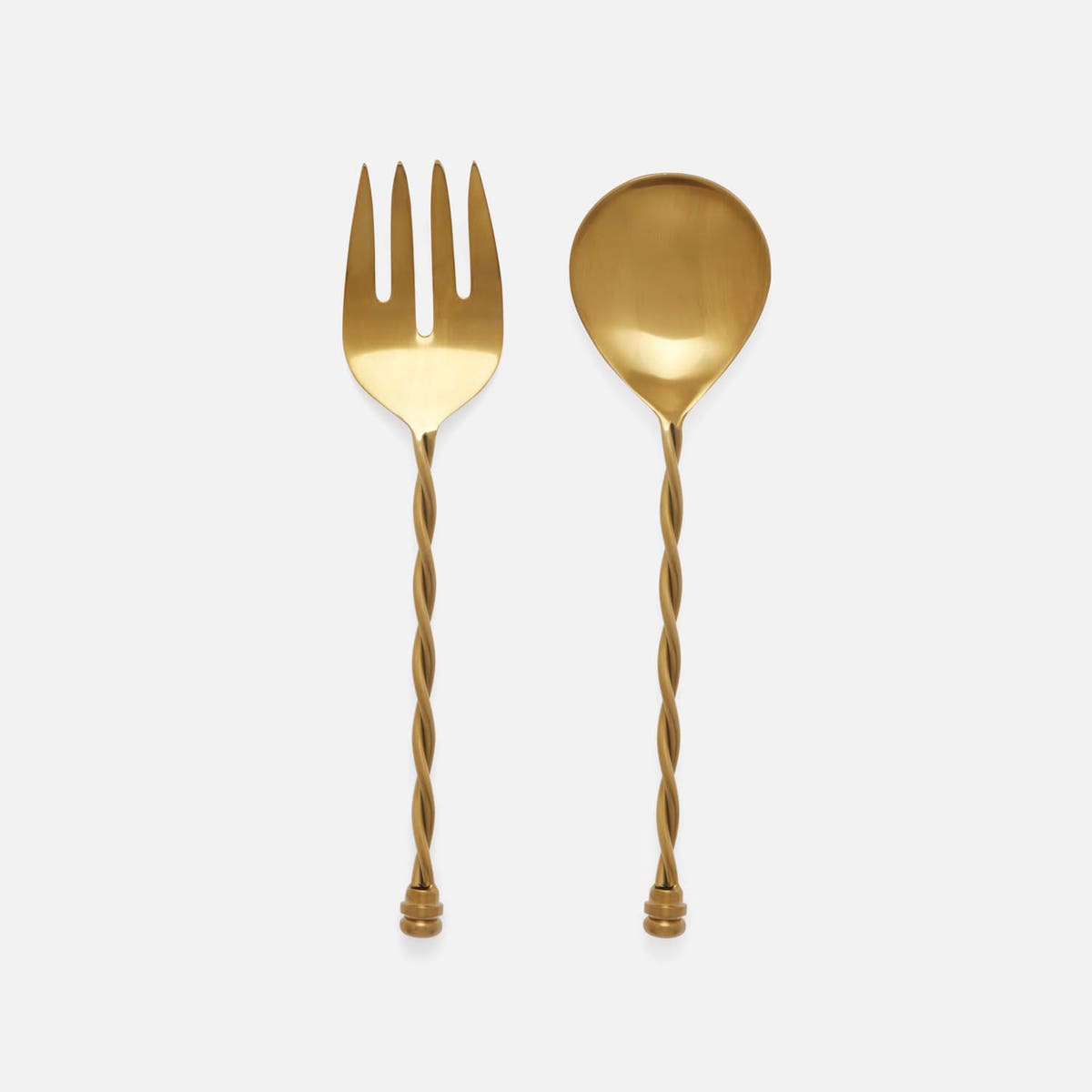 Ellis Matte Gold Serving Set 2-Piece Set: Serving Spoon Serving Fork