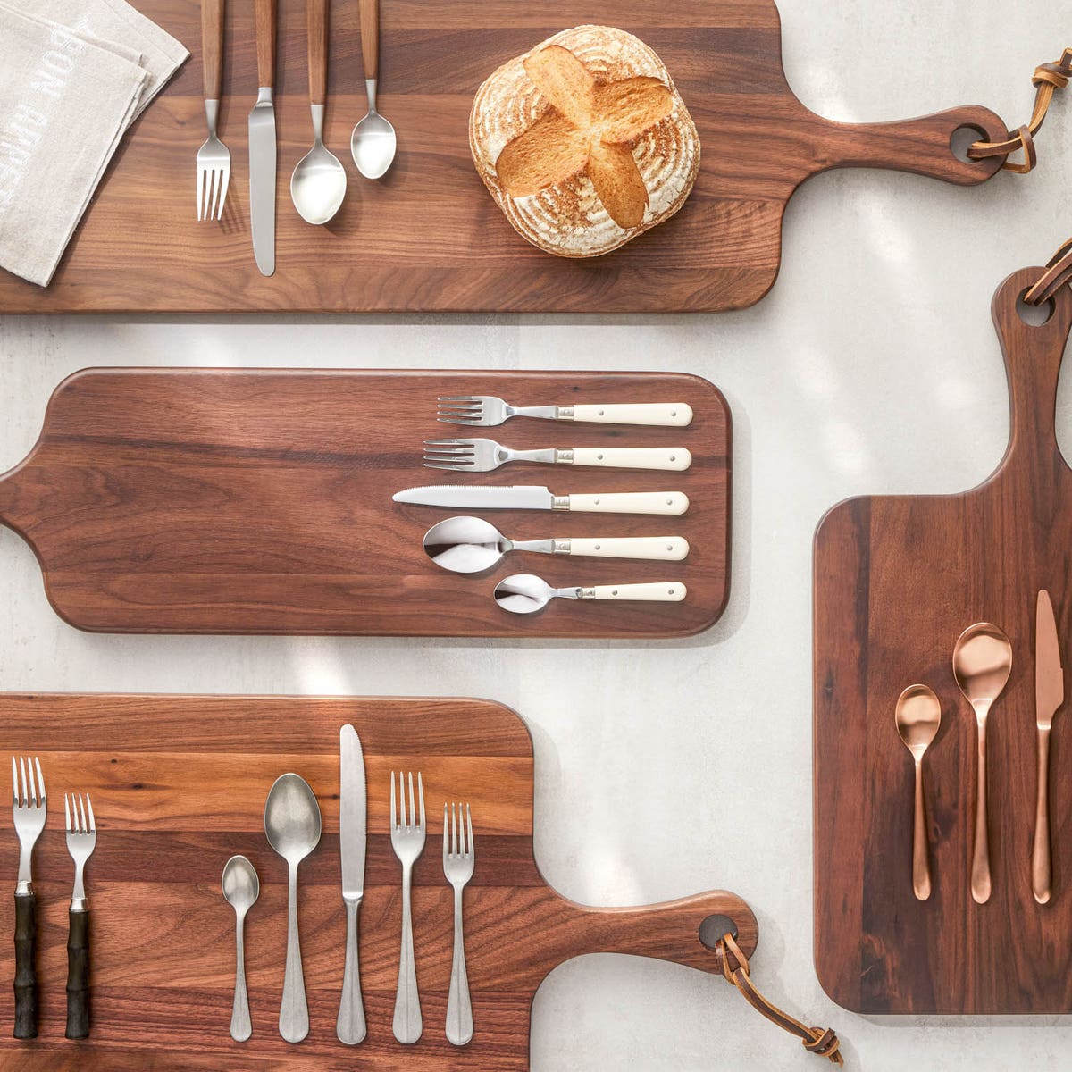 Montecito Dark Brown Acrylic Flatware 5-Piece Set: Knife Dinner Fork Salad Fork Soup Spoon Tea