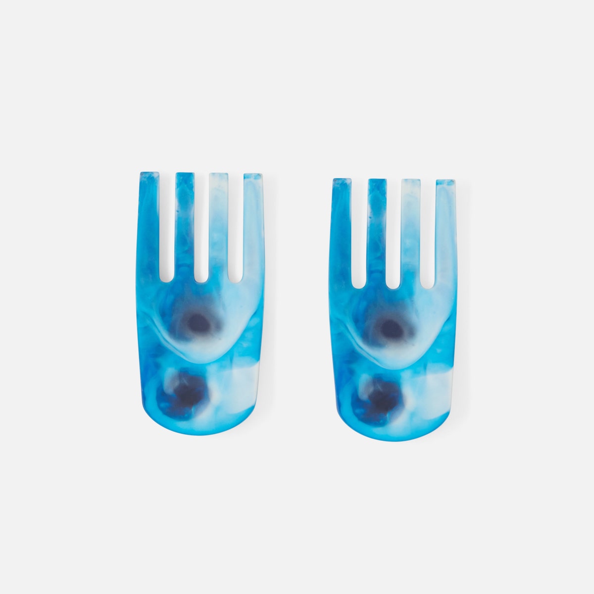 Parker Blue Swirled Serving Set Resin Set/2
