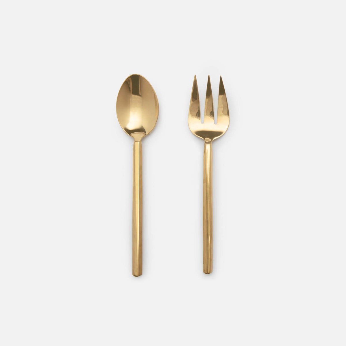 Roland Polished Gold Serving Set 2-Piece Set: Serving Spoon Serving Fork