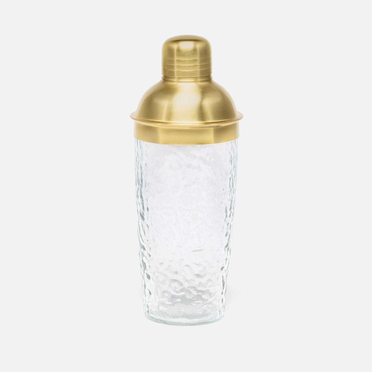 Allegra Clear/Gold Cocktail Shaker Hammered Glass/Matte Brass