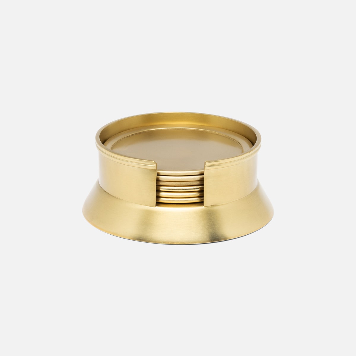 Allegra Gold Round Coaster Set Of 6 Matte Brass