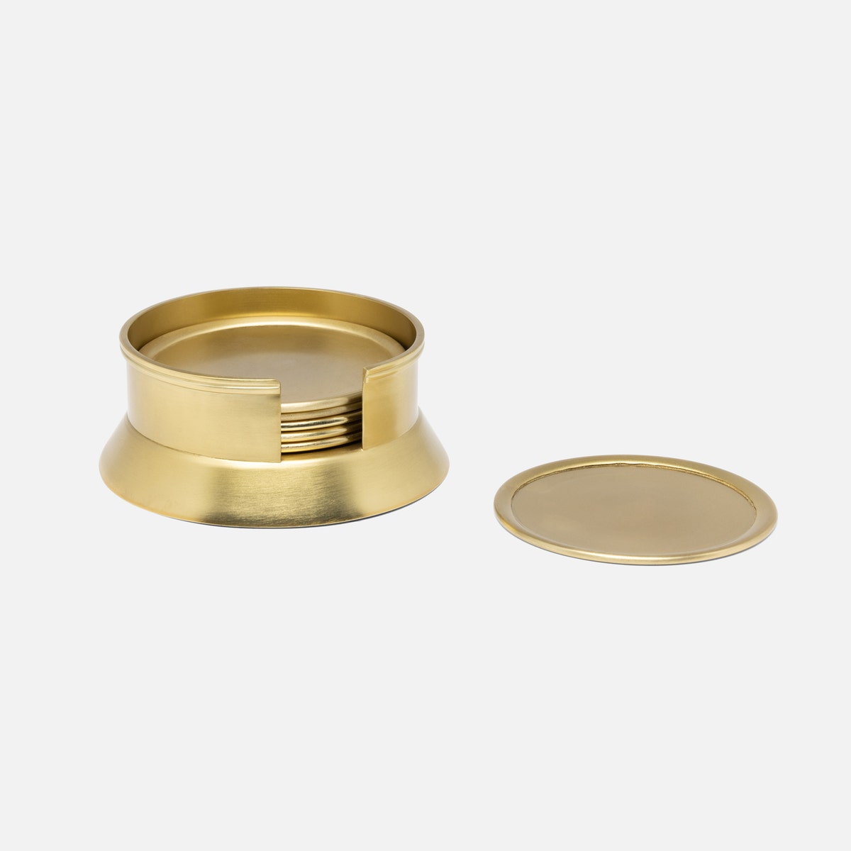 Allegra Gold Round Coaster Set Of 6 Matte Brass