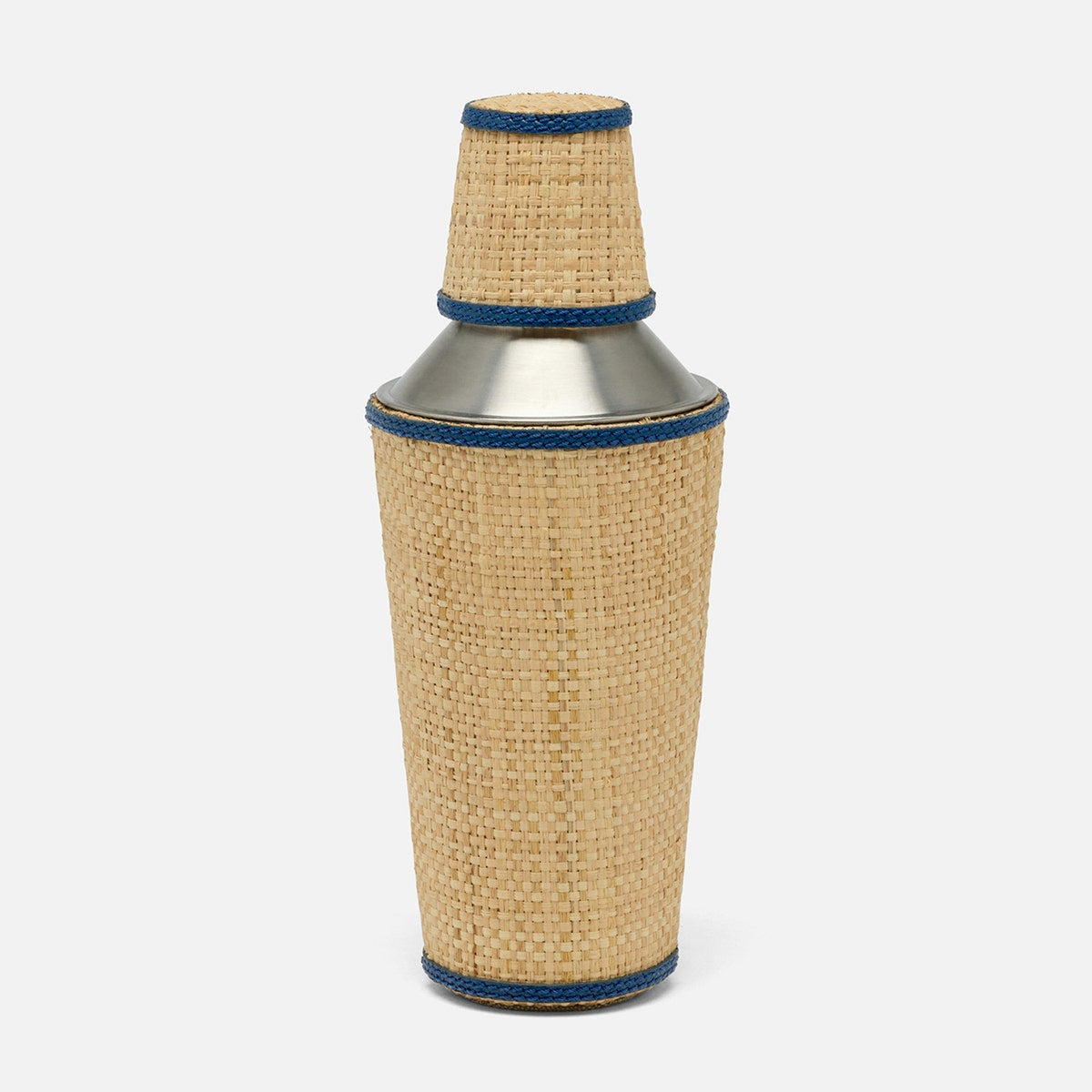 Gable, Natural/Navy, Silver, Cocktail Shaker, Raffia/Leather