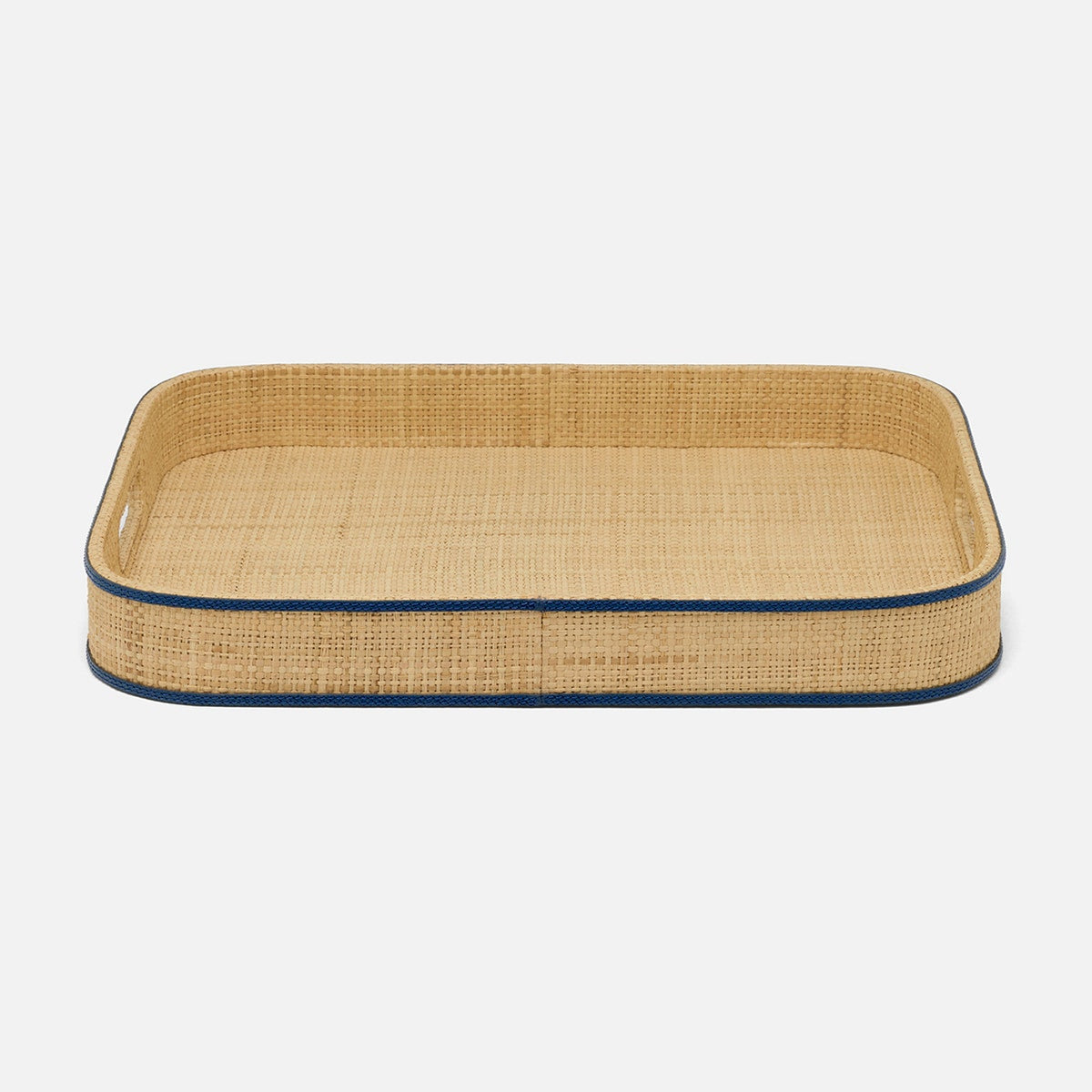 Gable Natural/Navy Tray Rectangular Raffia/Leather
