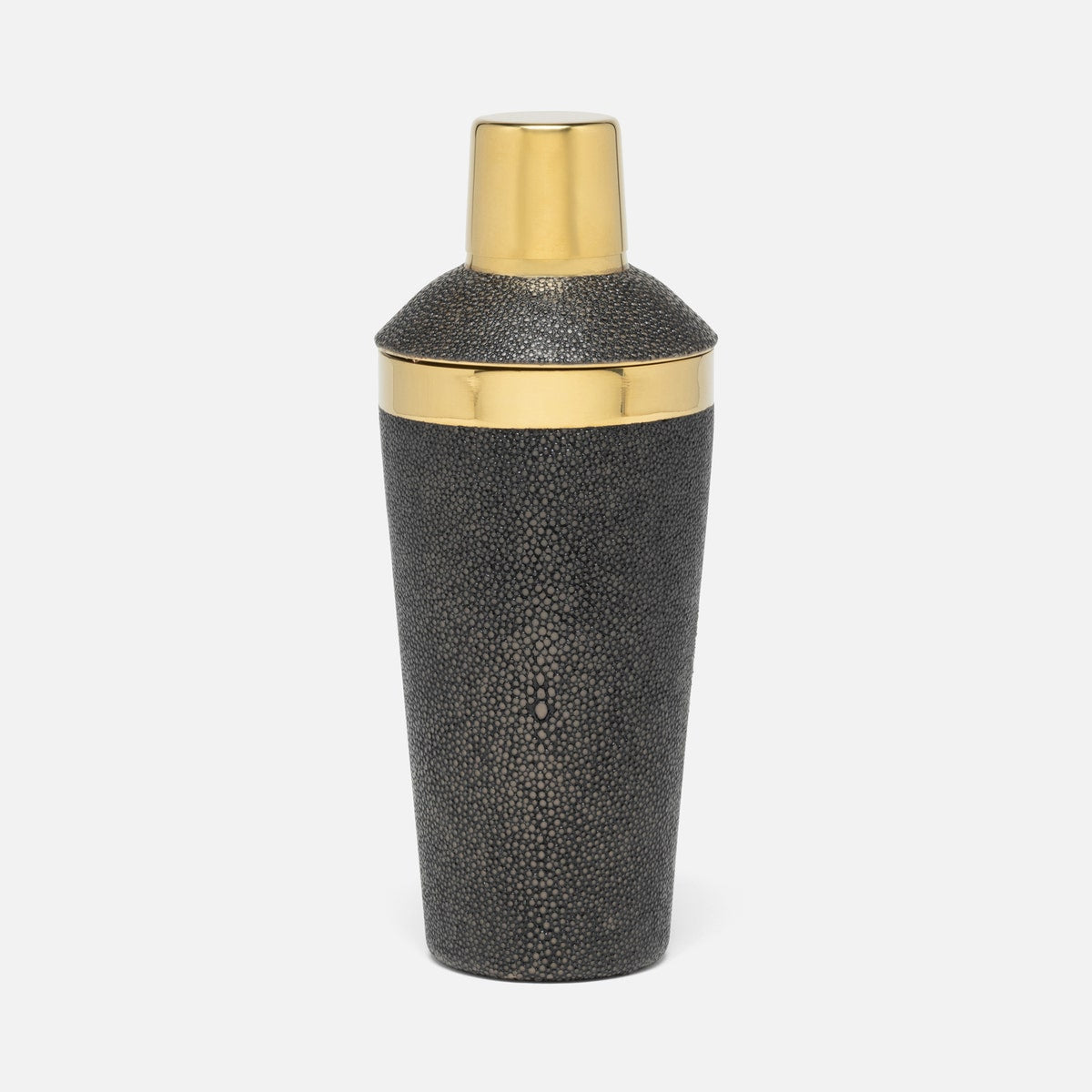 Langston Dark Mushroom/Gold Cocktail Shaker Realistic Faux Shagreen/Brass