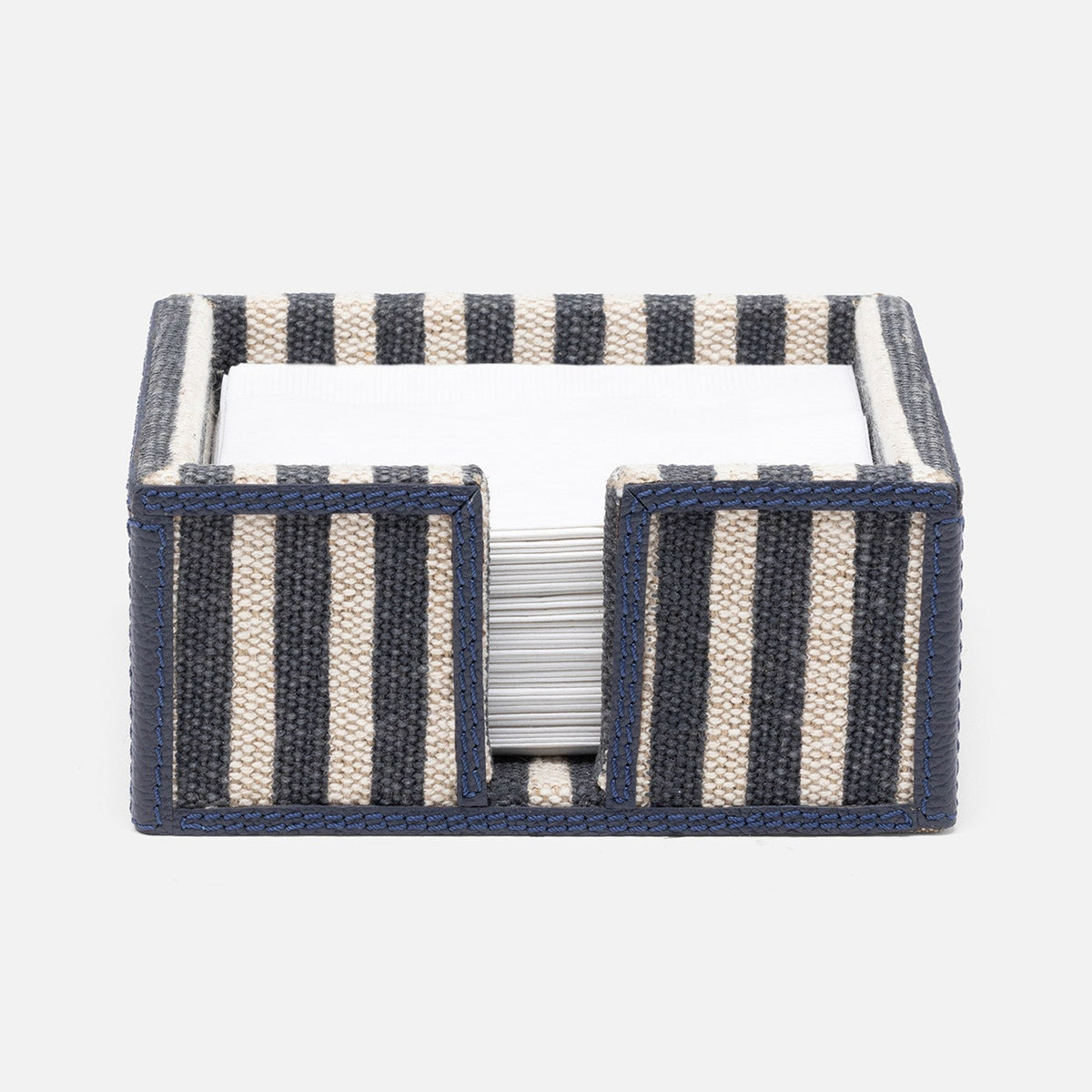 Martello Navy/Natural Striped Cocktail Napkin Holder Cotton Jute/Leather Pack/2