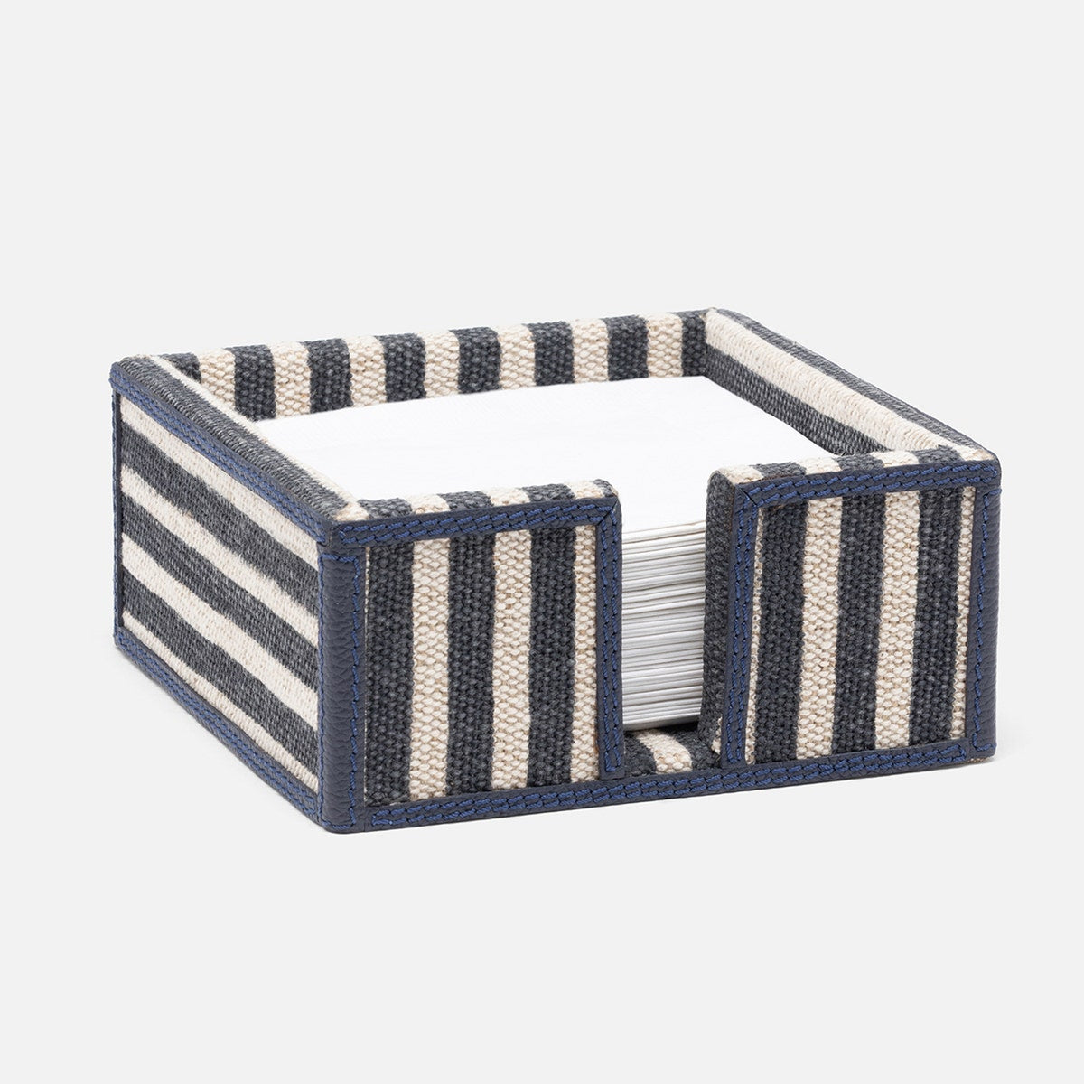 Martello Navy/Natural Striped Cocktail Napkin Holder Cotton Jute/Leather Pack/2