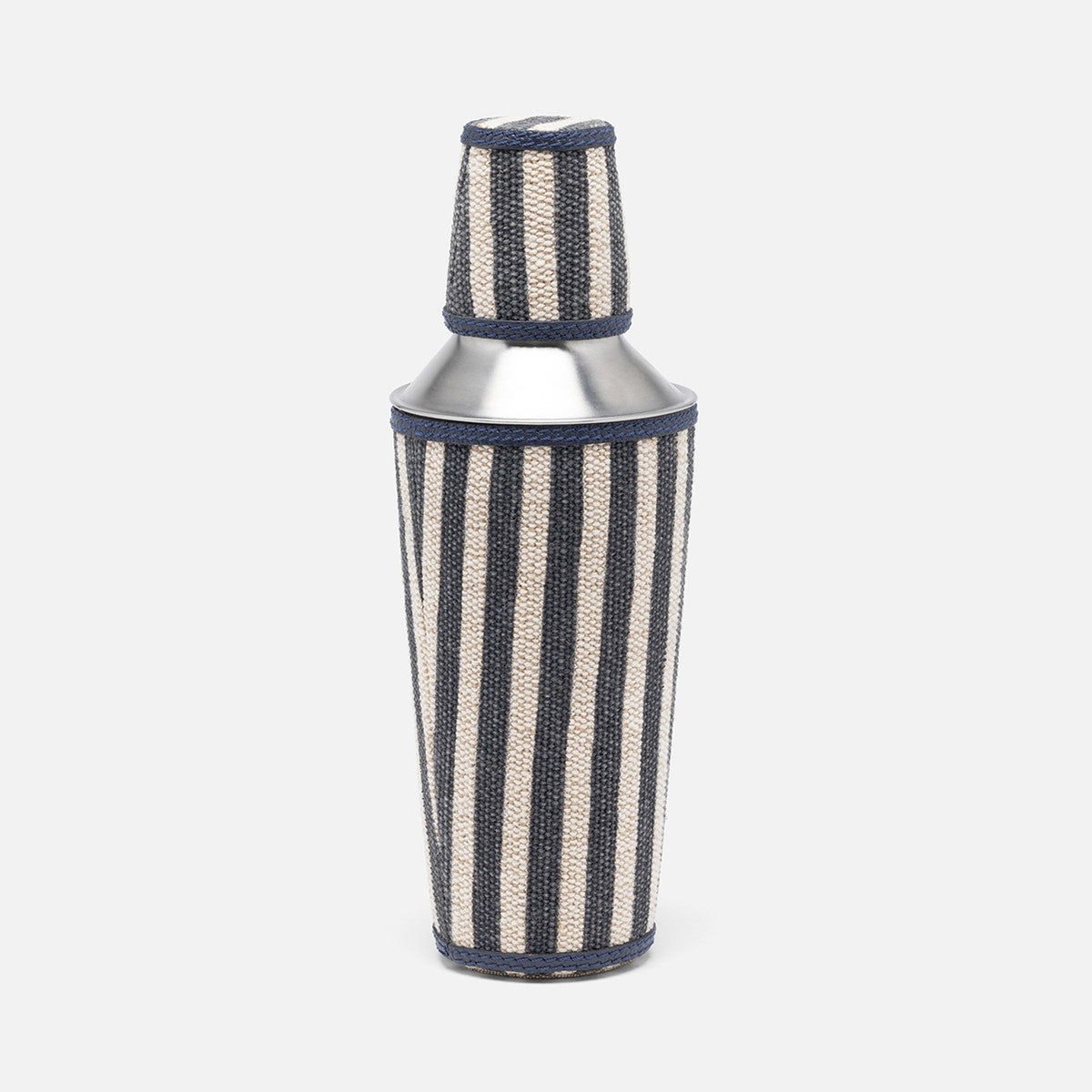 Martello Navy/Natural Striped Silver Cocktail Shaker Cotton Jute/Leather