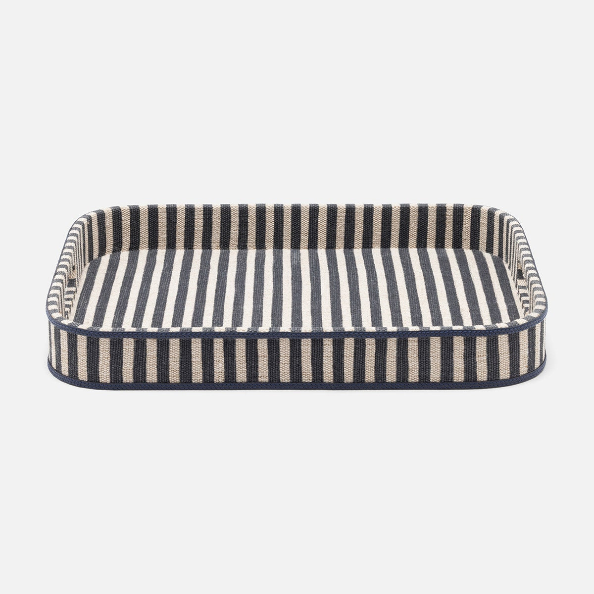 Martello Navy/Natural Striped Tray Rectangular Cotton Jute/Leather