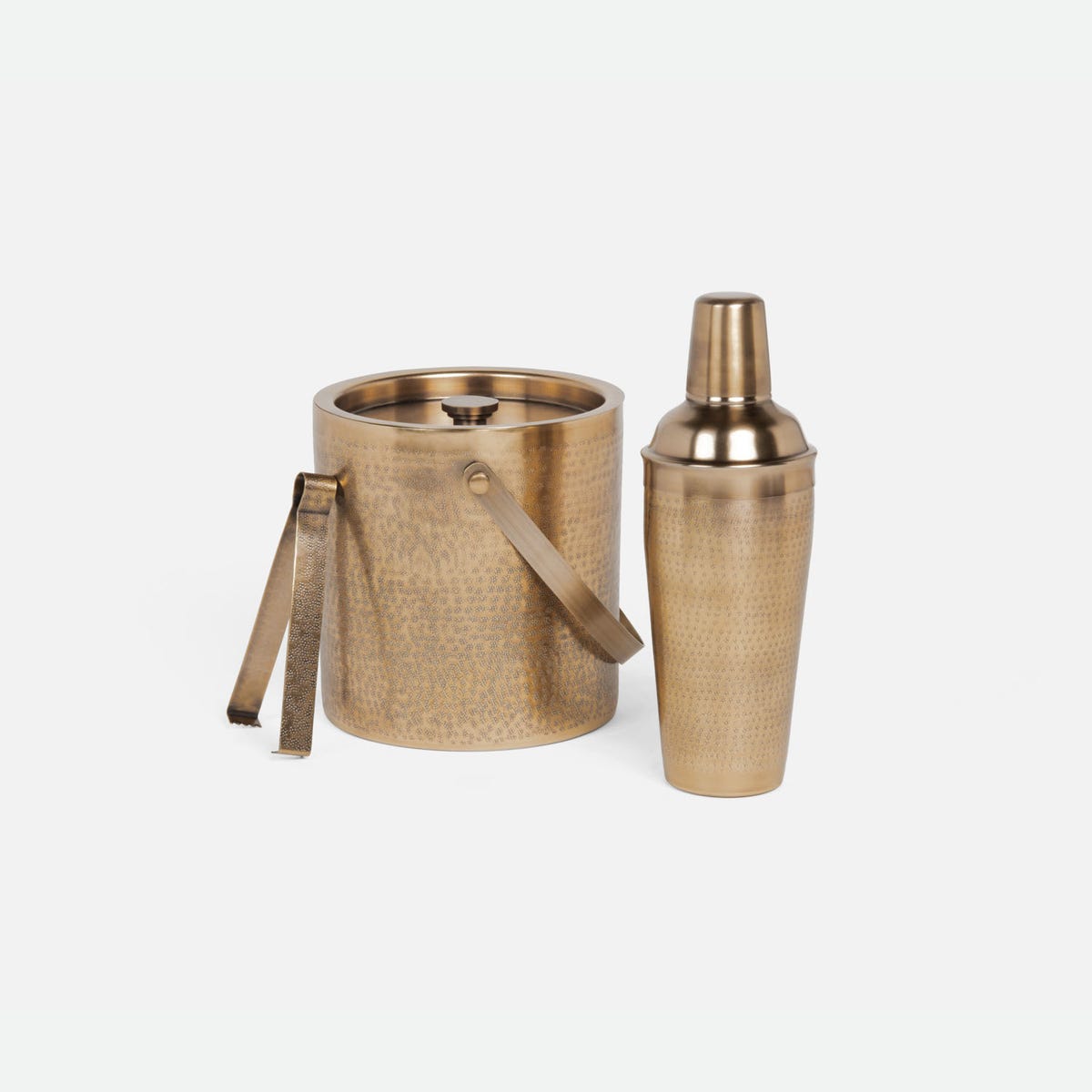 Amherst Antique Brass Cocktail Shaker Rd Hammered Stainless Steel