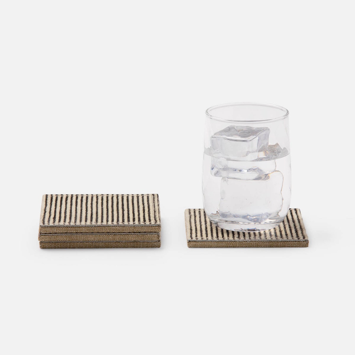 Arlo Brown Candy Striped Square Coasters Boxed Set Of 4