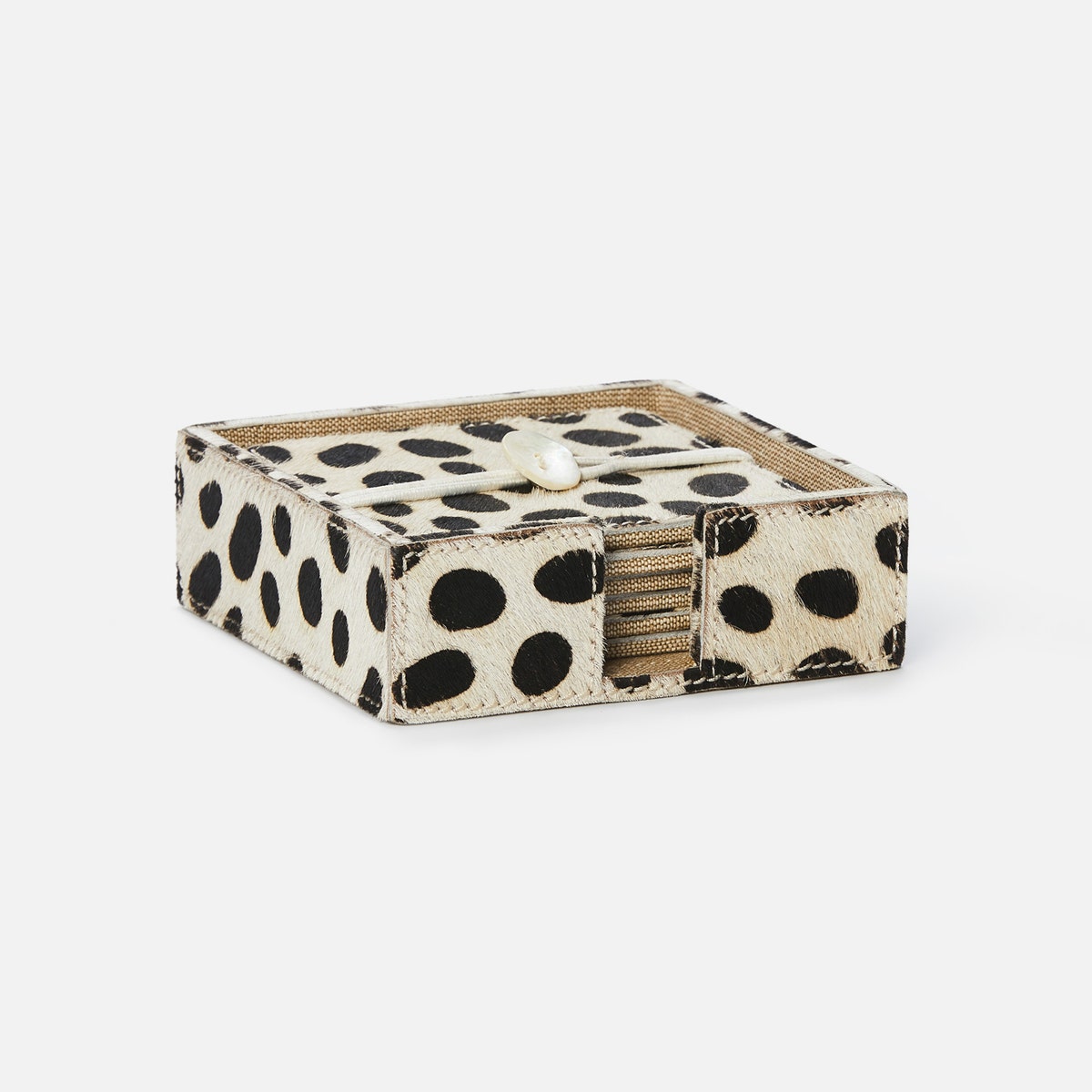 Bandar Dalmatian Print Coasters Set Of 6 Hair-On-Hide