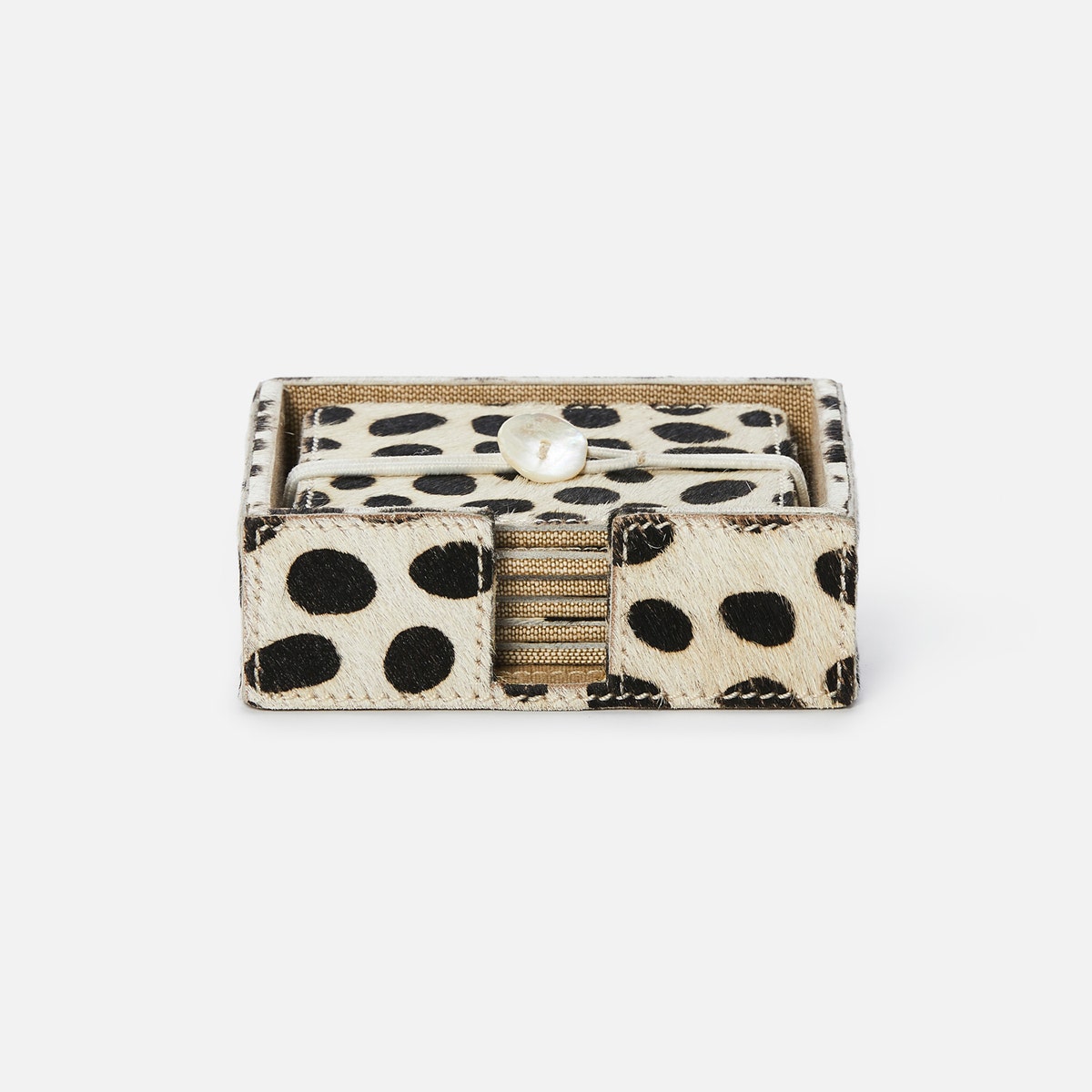 Bandar Dalmatian Print Coasters Set Of 6 Hair-On-Hide