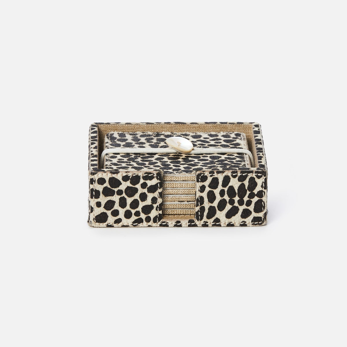 Bandar Cheetah Print Coasters Set Of 6 Hair-On-Hide