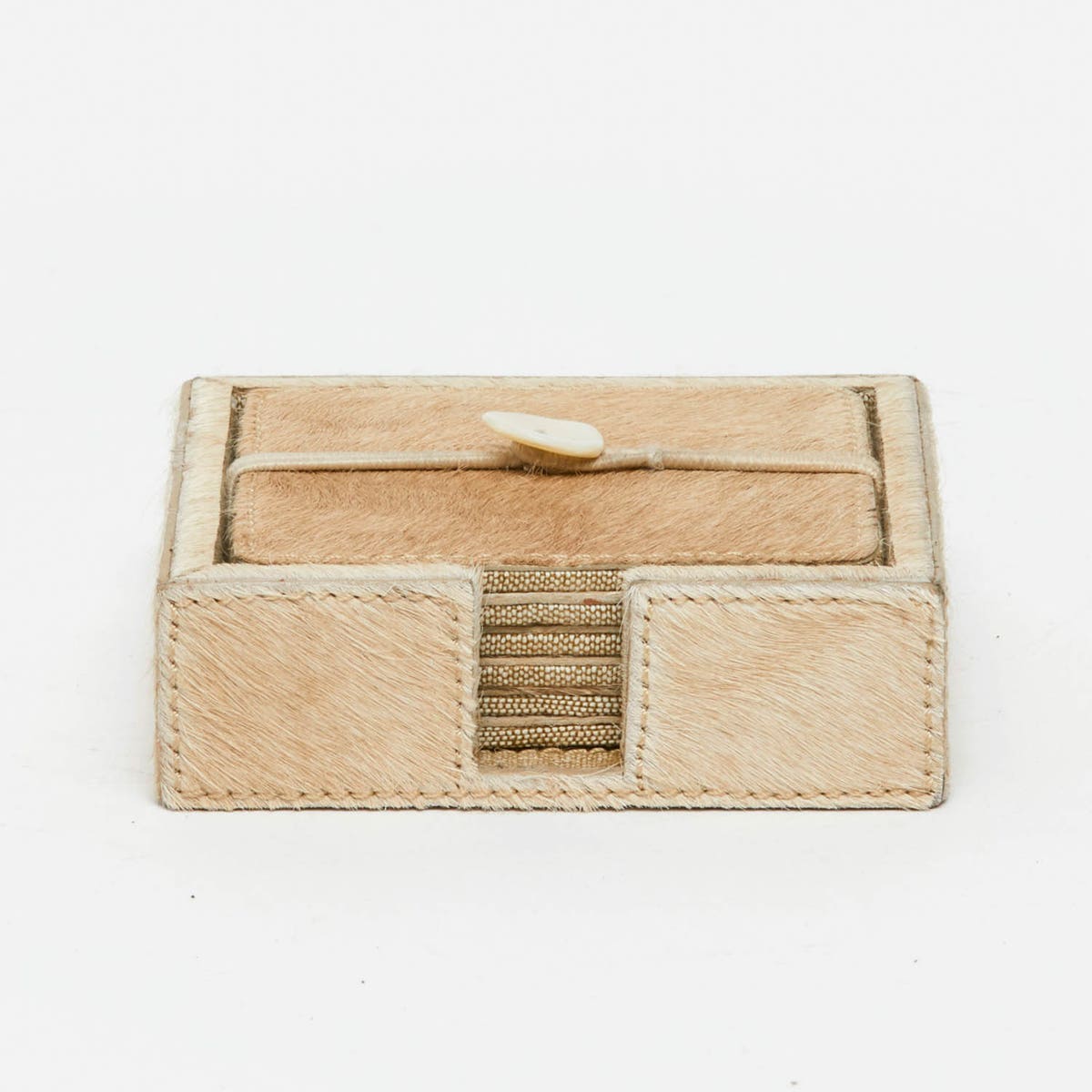 Browmley Beige Coasters Set Of 6 Hair-On-Hide