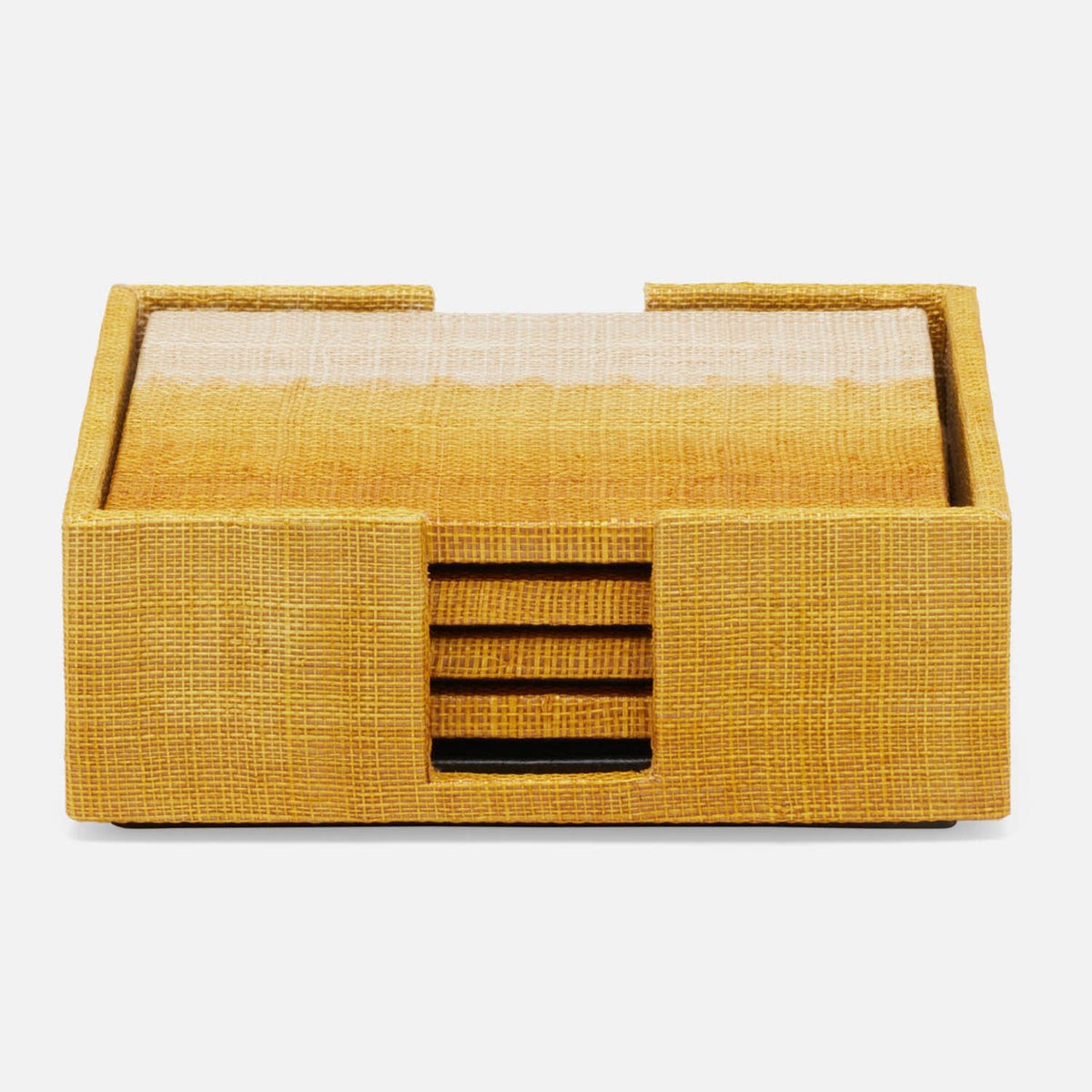 Hudson Mustard Set Of 4 Coasters Abaca