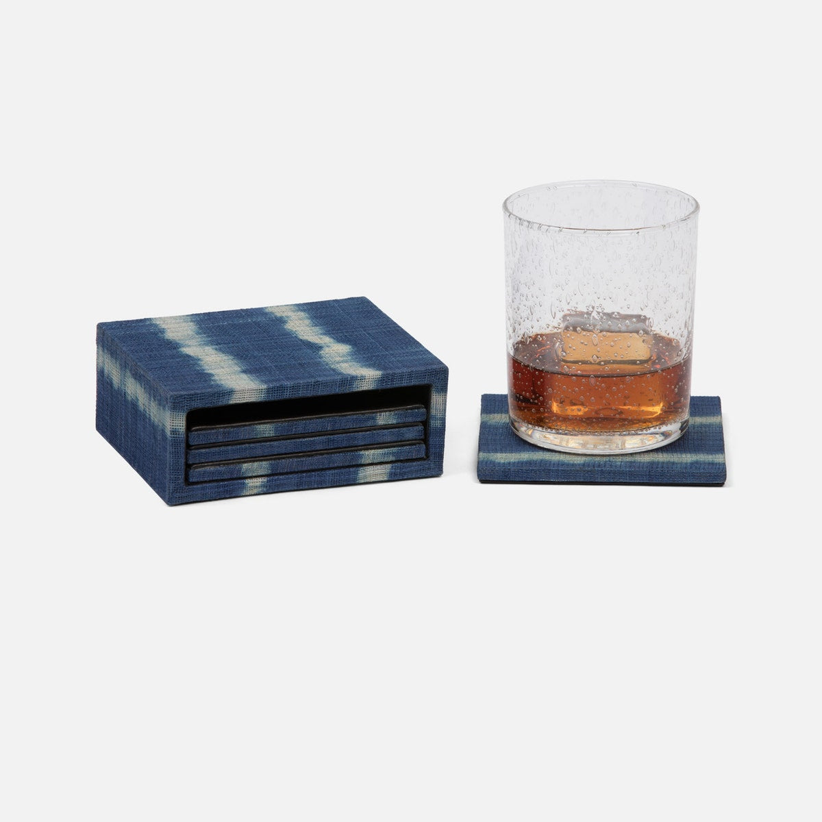 Kuta Blue Tie Dye Coasters Set Of 4 Abaca Pack/2