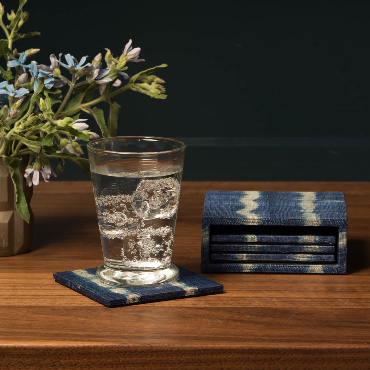Kuta Blue Tie Dye Coasters Set Of 4 Abaca Pack/2