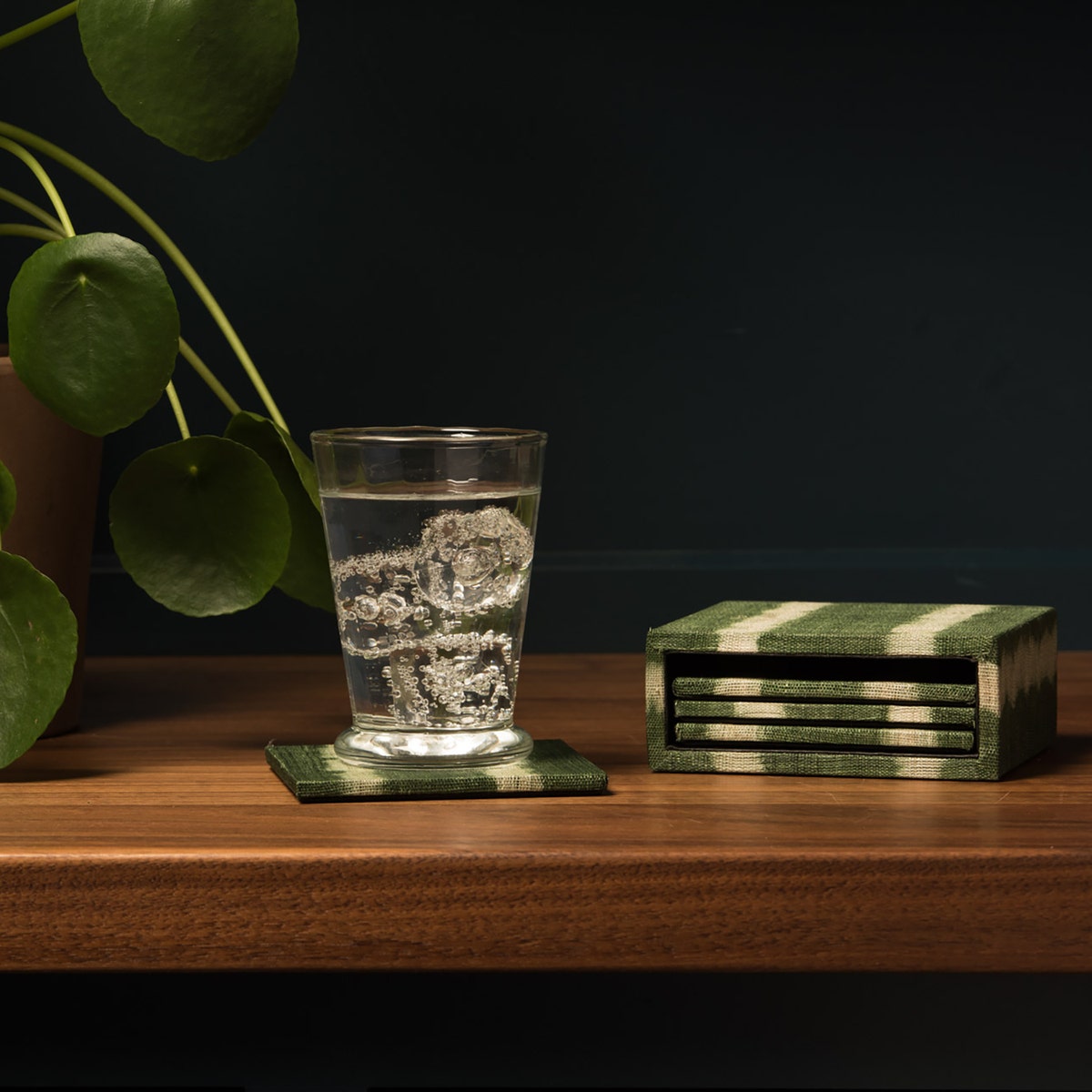 Kuta Green Tie Dye Coasters Set Of 4 Abaca Pack/2