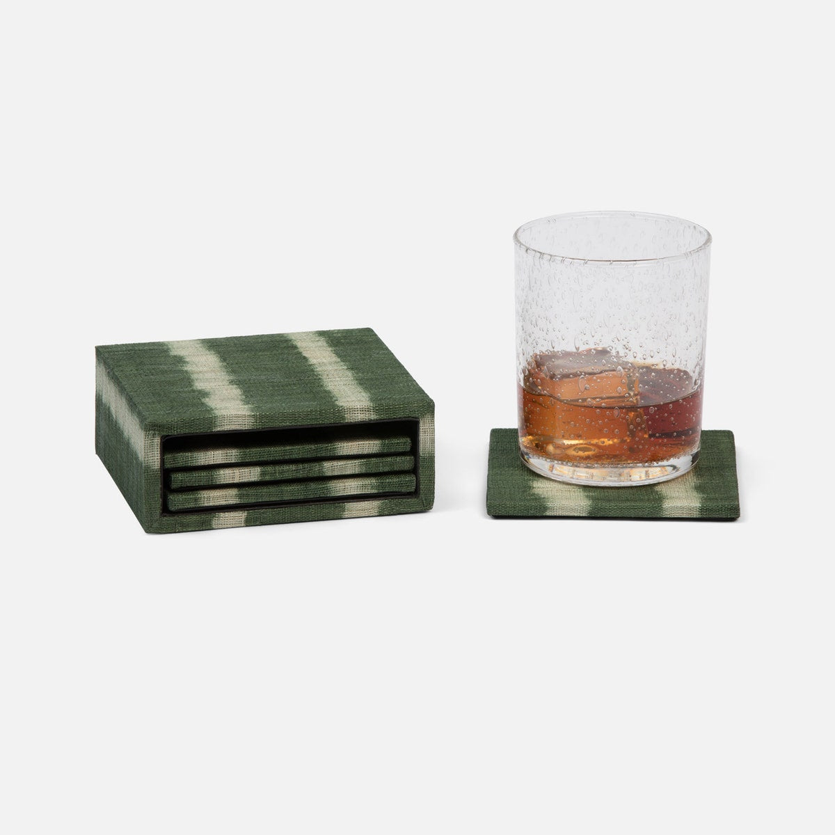 Kuta Green Tie Dye Coasters Set Of 4 Abaca Pack/2