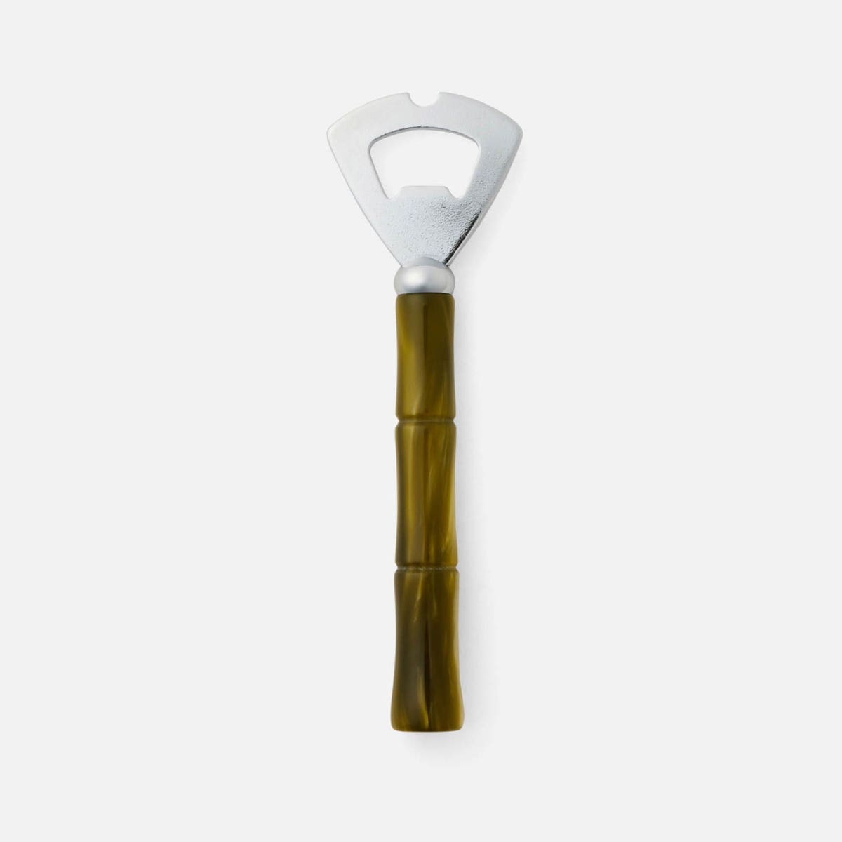 Lulu Olive Green/Polished Silver Bamboo Bottle Opener Acylic/Stainless Steel Pack/3