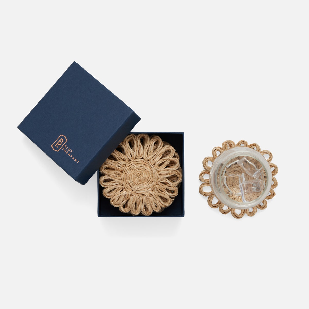 Teigan Natural Floral Coasters Abaca Boxed Set Of 4