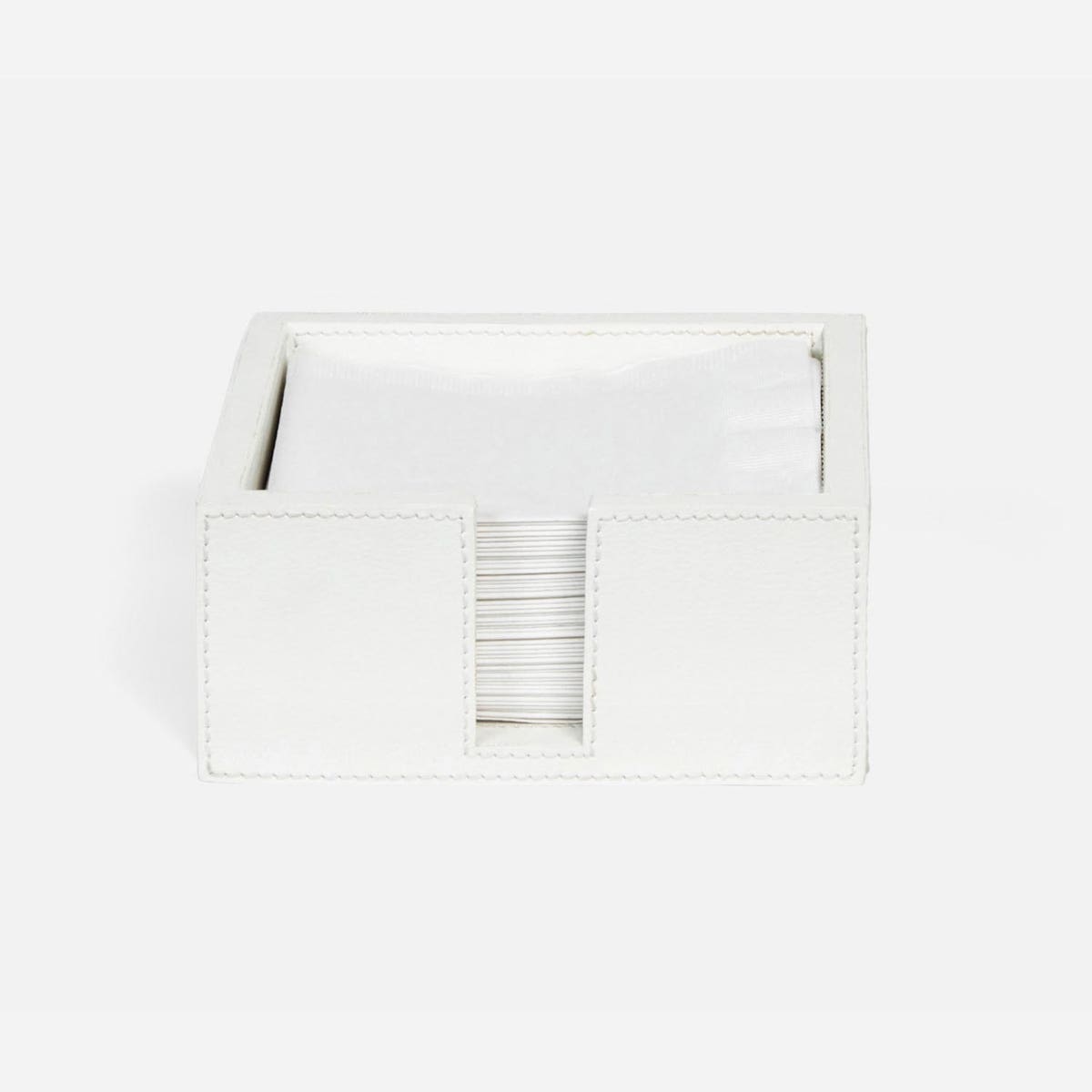 Brisbane Bright White Cocktail Napkin Holder Marine Leather Pack/2
