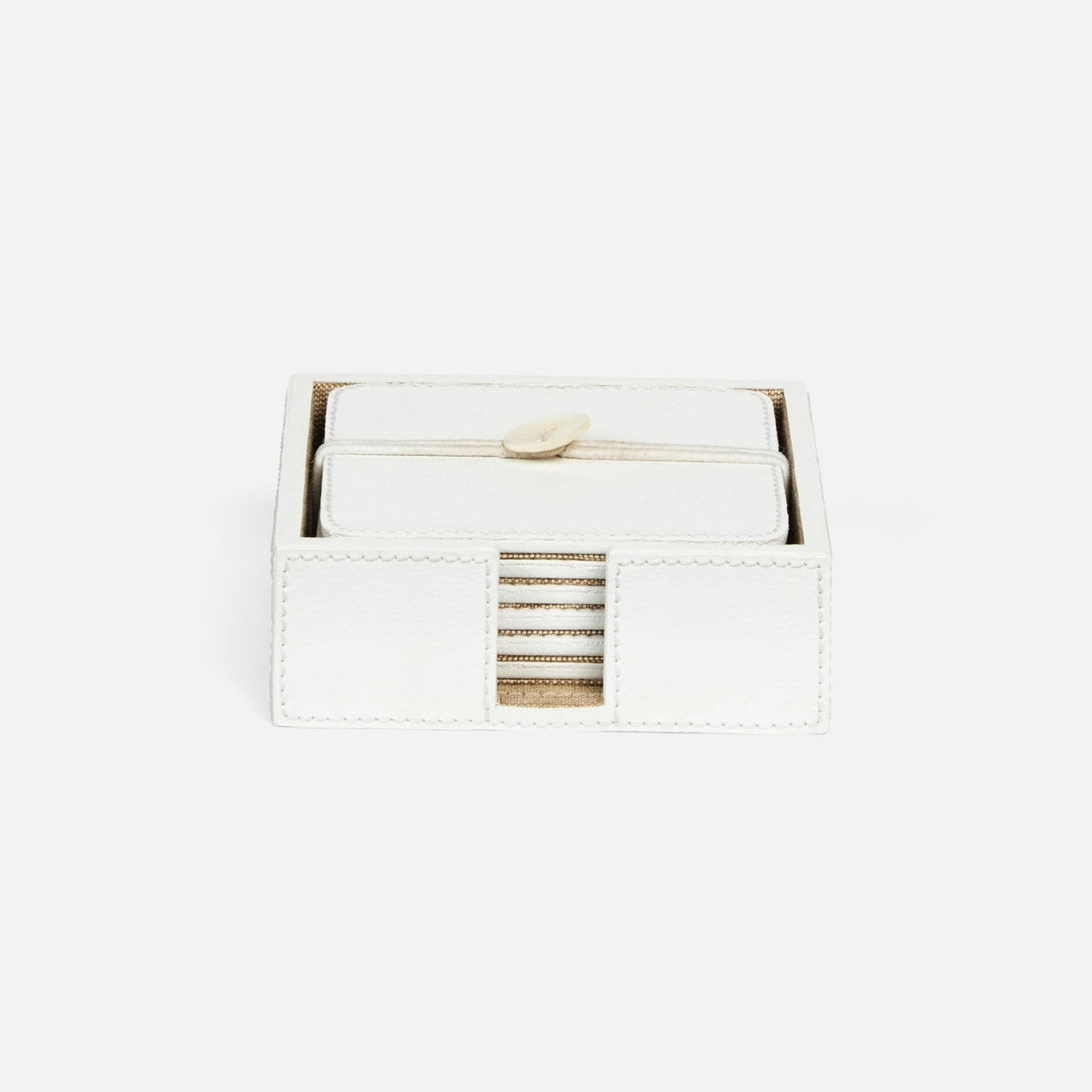 Brisbane Bright White Coasters Set Of 6 Square Marine Leather