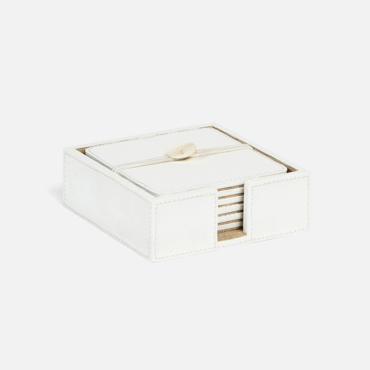 Brisbane Bright White Coasters Set Of 6 Square Marine Leather