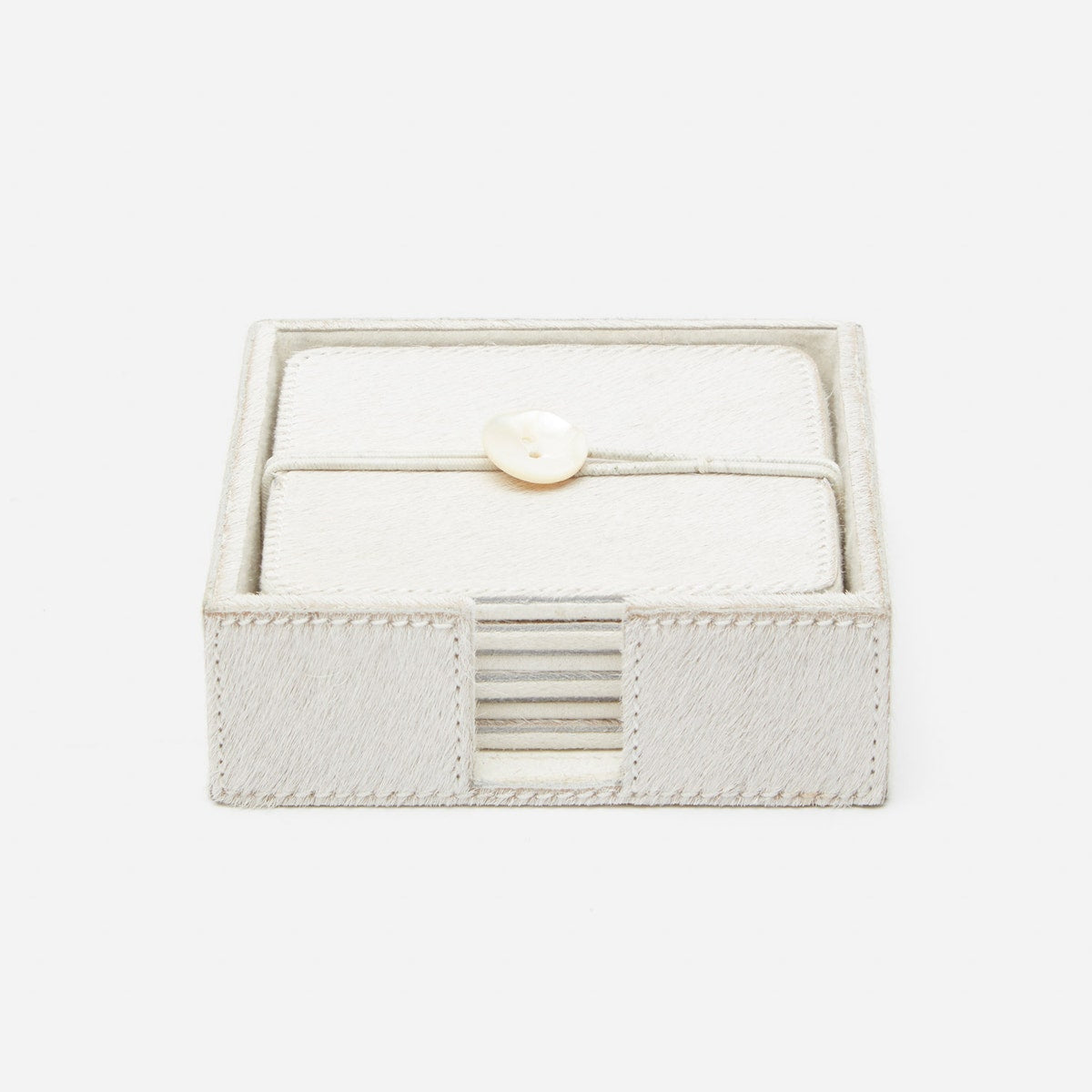Browmley Natural White Coasters Set Of 6 Hair-On-Hide