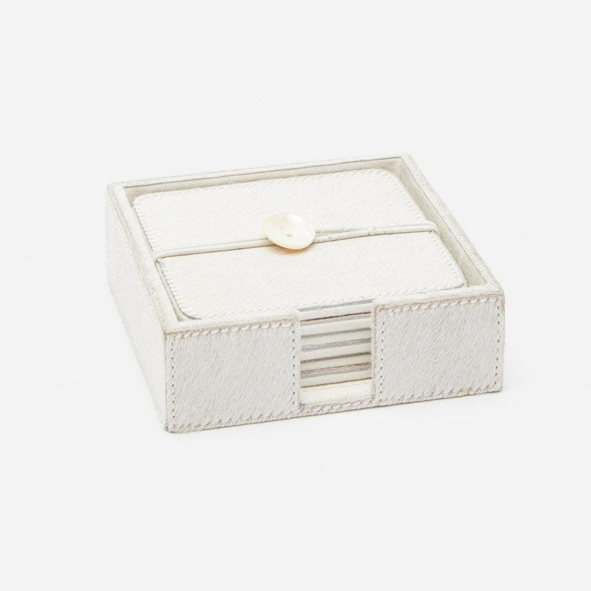 Browmley Natural White Coasters Set Of 6 Hair-On-Hide