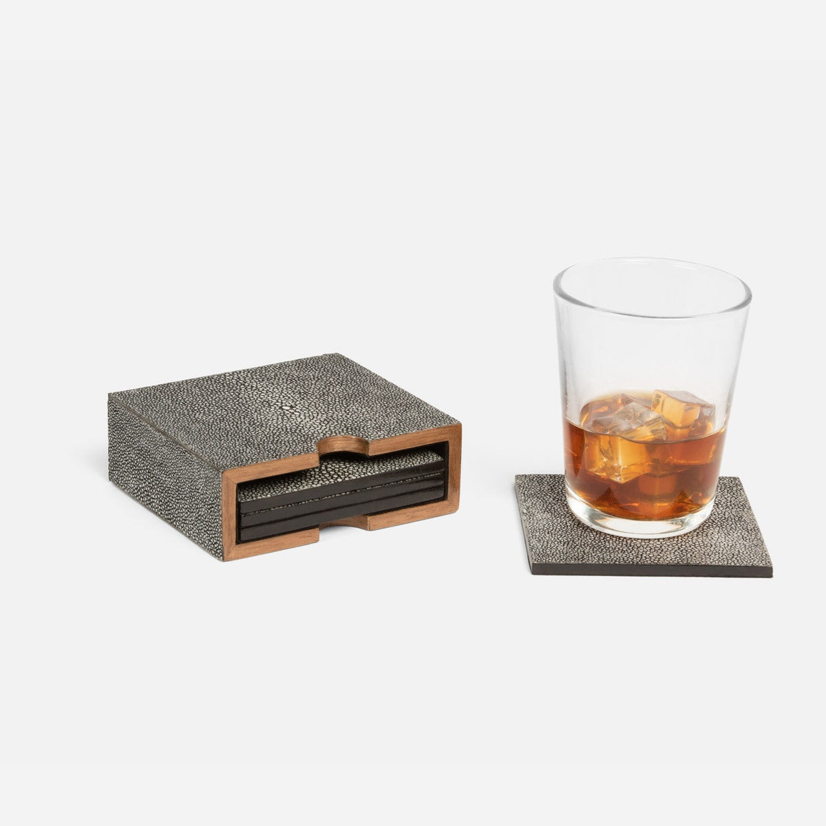 Varese Cool Gray Coasters Set Of 4 Realistic Faux Shagreen Pack/2