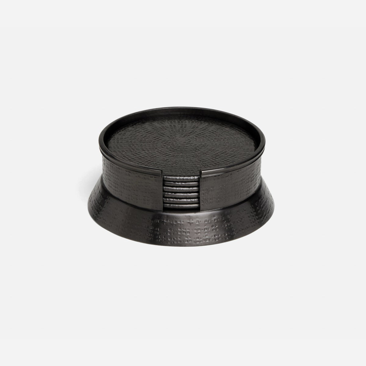 Winsford Black Nickel Coasters Set Of 6 Hammered Brass