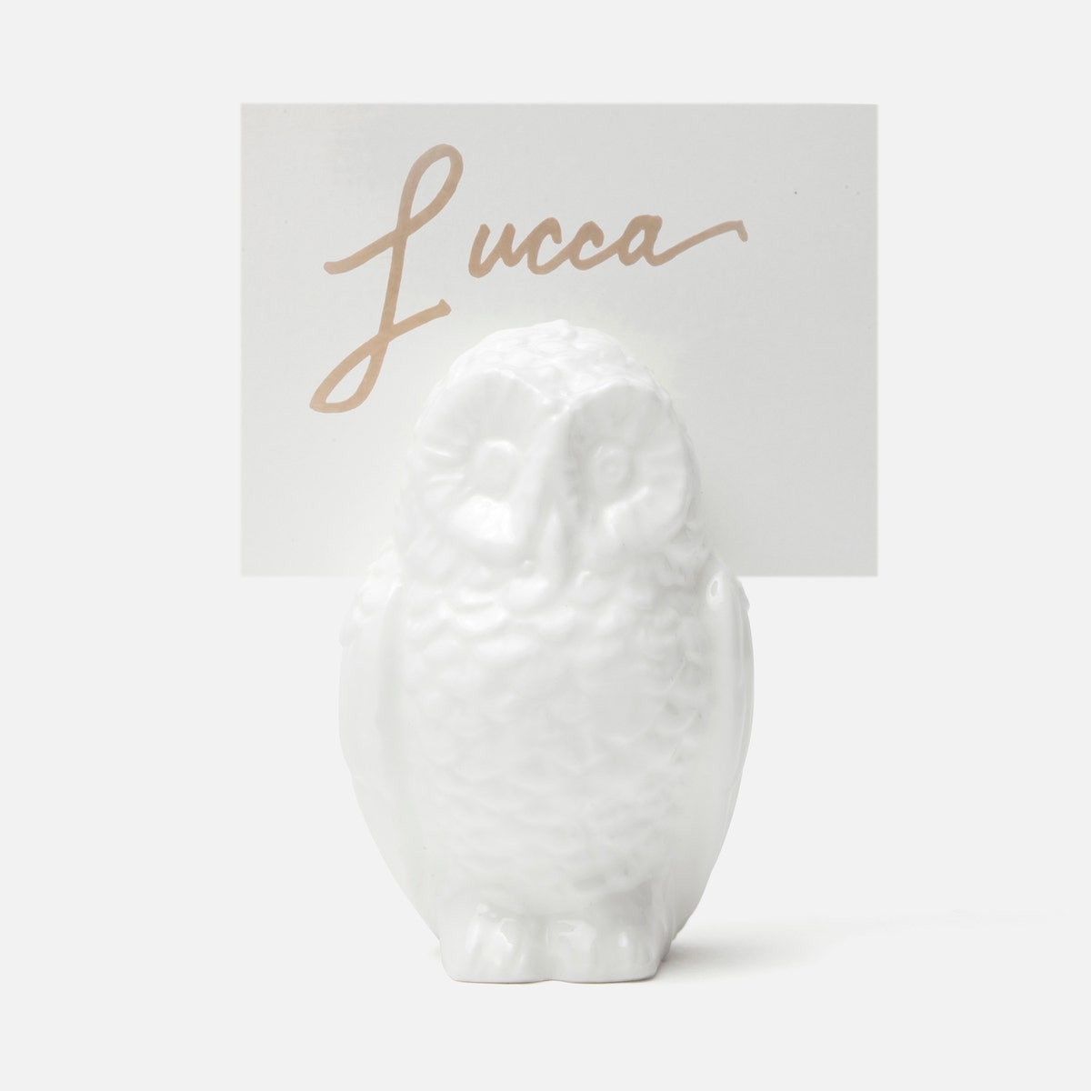 Alexander White Glaze Large Owl Card Holder Boxed Set Of 4