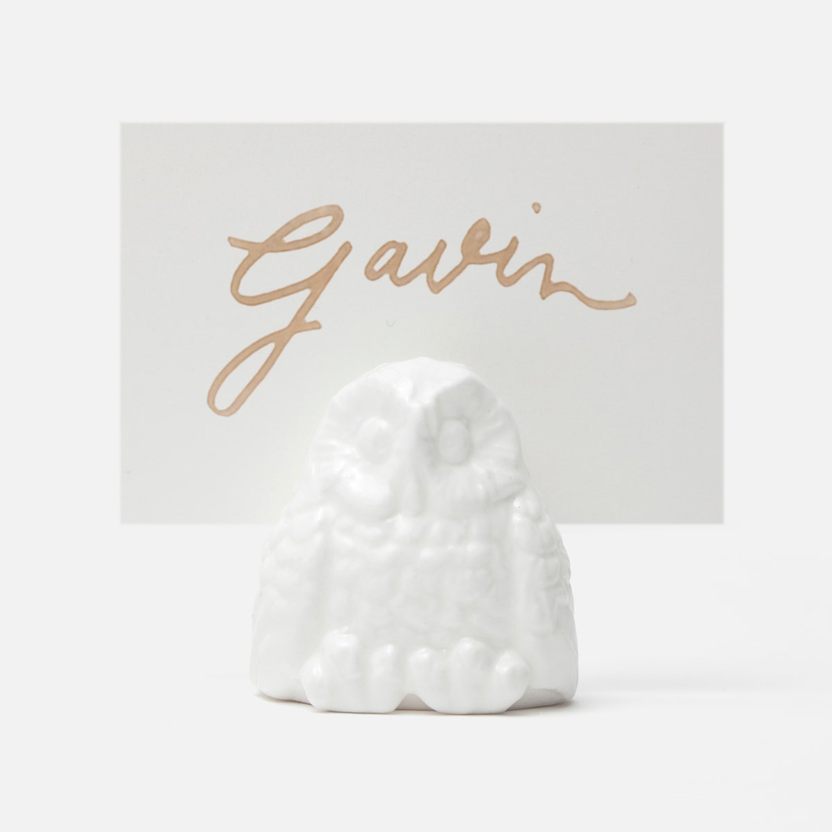 Alexander White Glaze Small Owl Card Holder Boxed Set Of 4